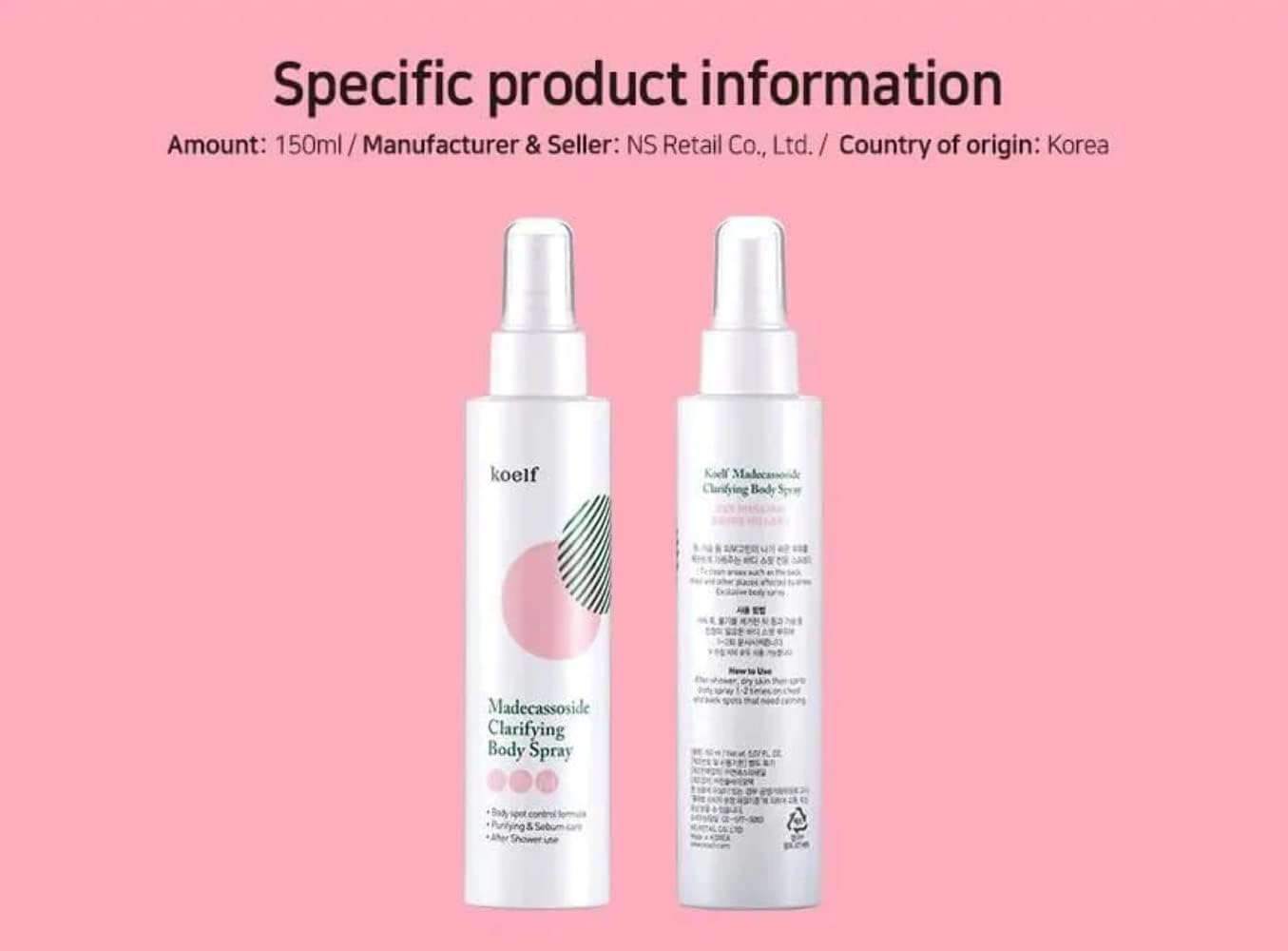 PETITFEE - Koelf Madecassoside Clarifying Body Spray 150Ml