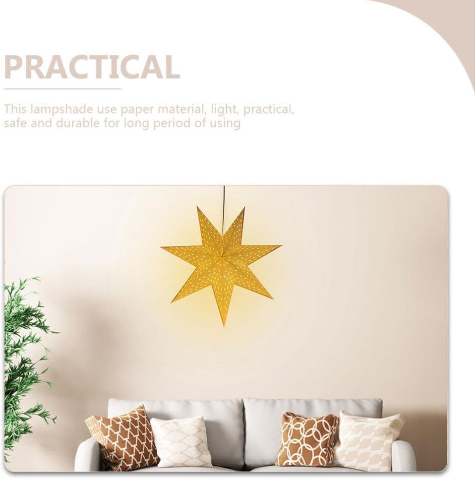 Ciieeo 5Pcs White Hanging Paper Star Lantern Lampshade 3D Large Paper Star 7 Pointed for Xmas Wedding Holiday image number 3
