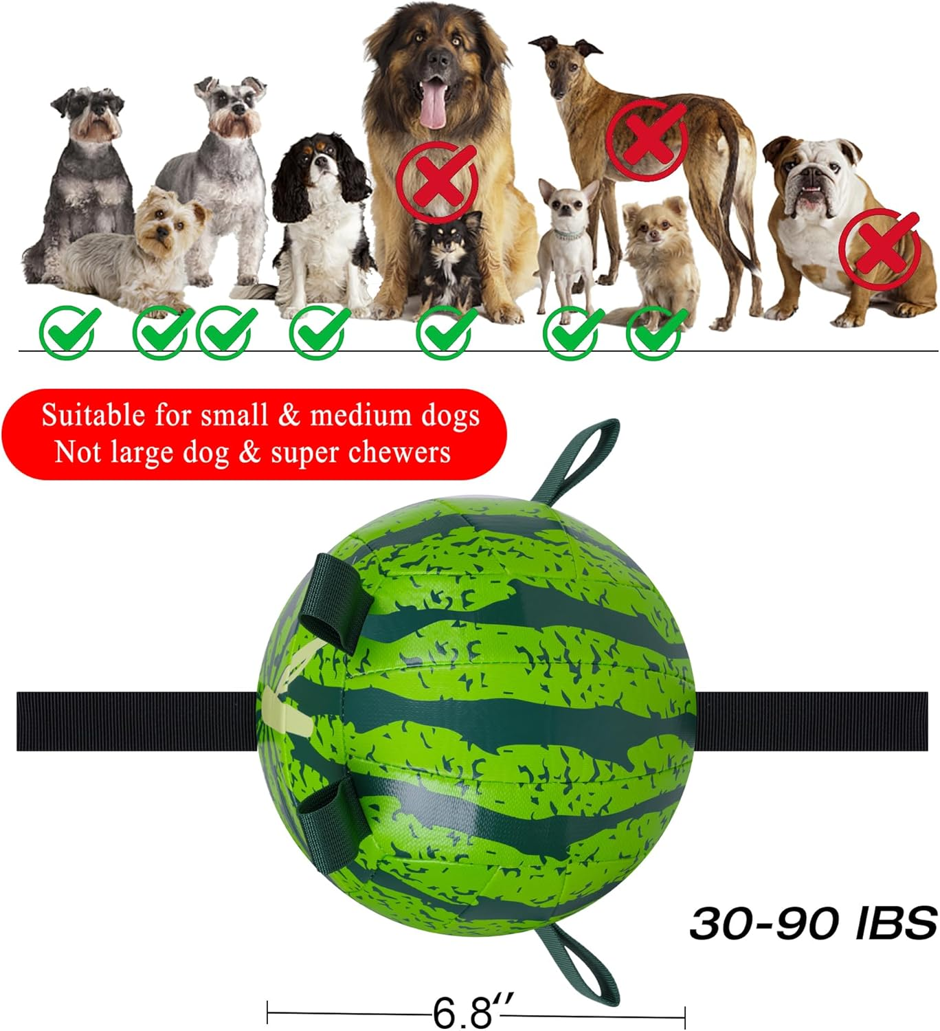 Dog Balls Toys Interactive Soccer Toy: Dog Toys with Grab Straps Tabs for Jolly, Fun Dog Water Toy for Tug for Small & Medium Dogs Ball 6.8 Inch image number 3