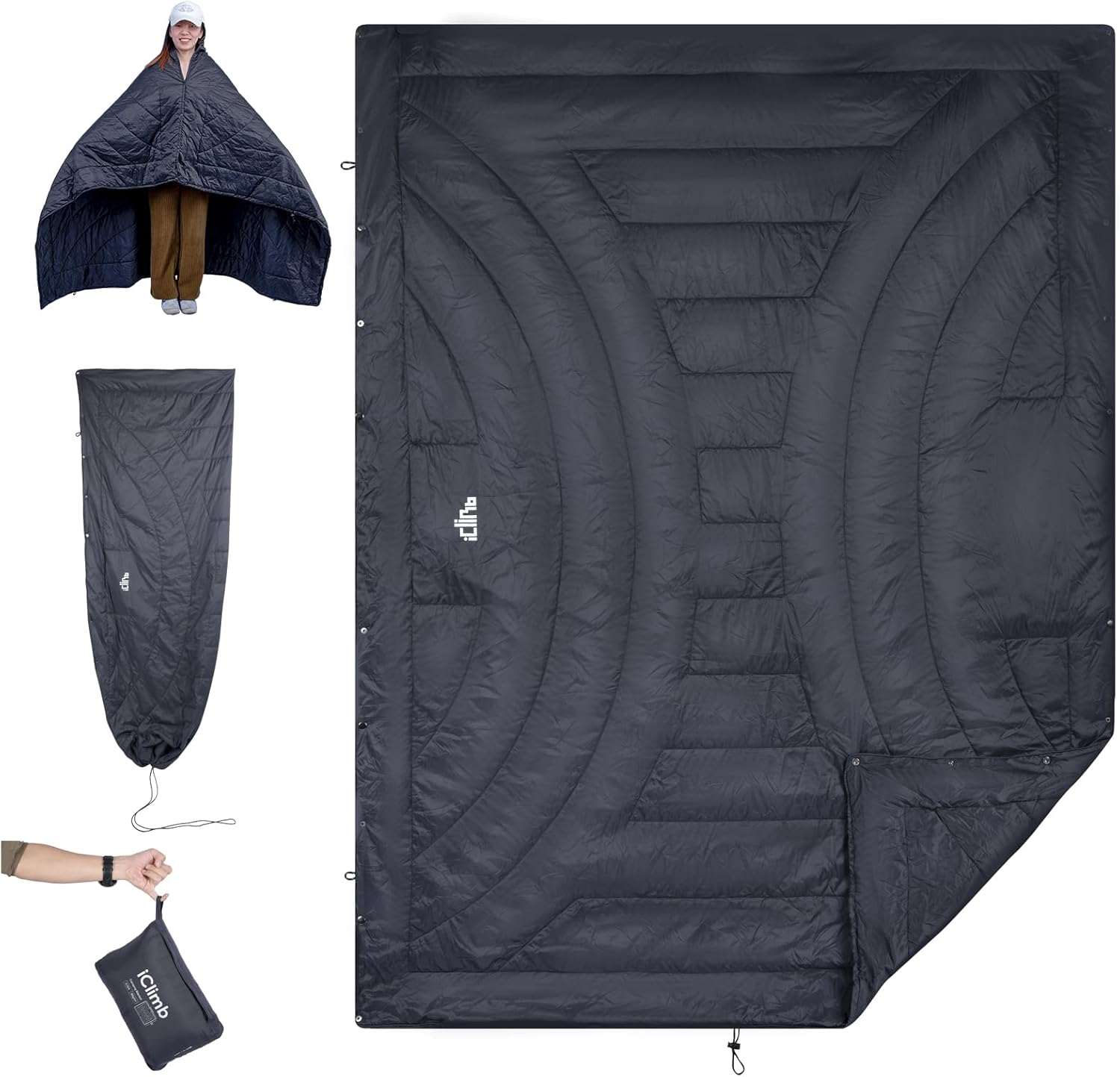Iclimb 3M Thinsulate Insulation Warm Camping Blanket Ultralight Compact (Dark Grey) image number 5