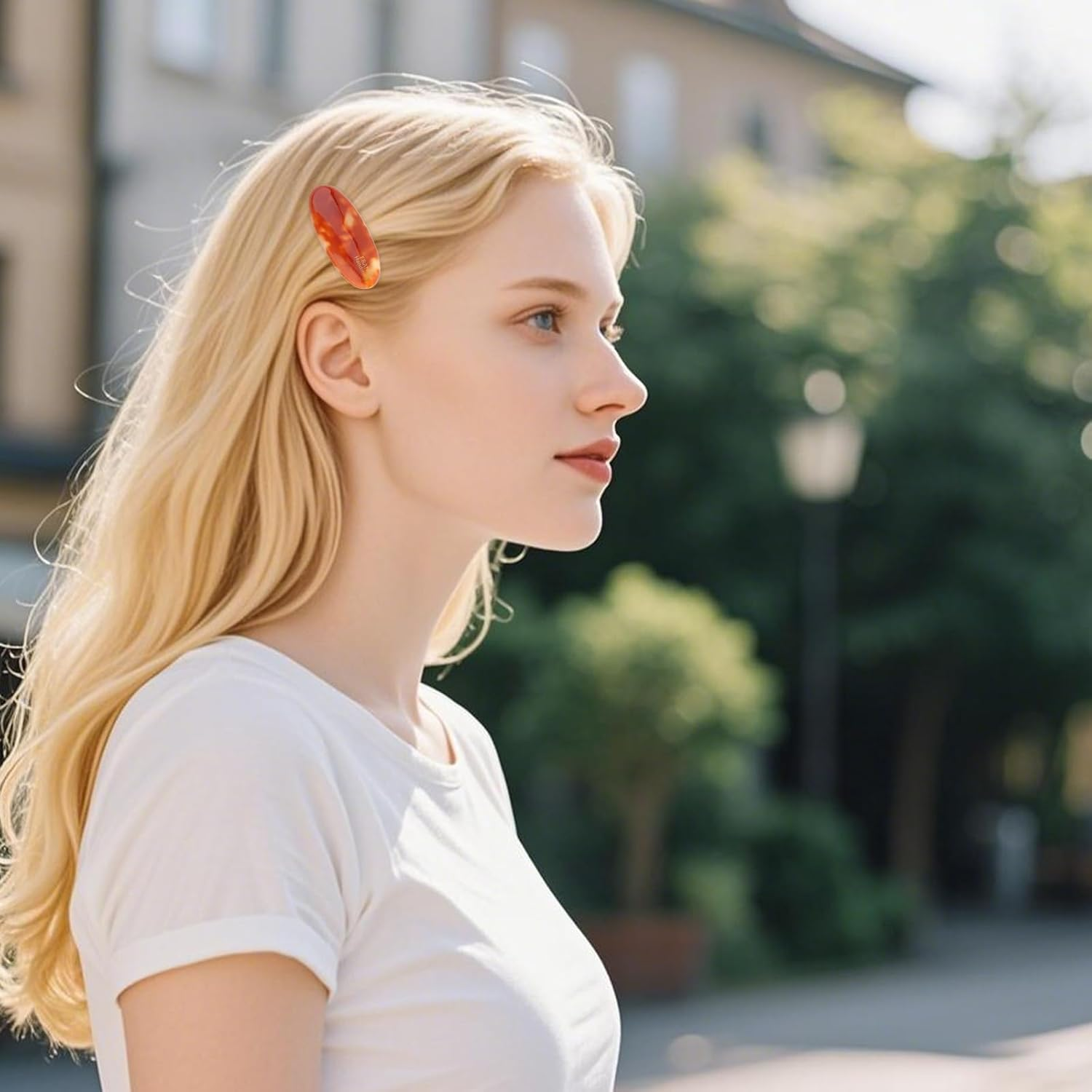 PRUADEOR Set of 4 Women'S French Handmade Hair Clips Oval Hair Clips for Women image number 4