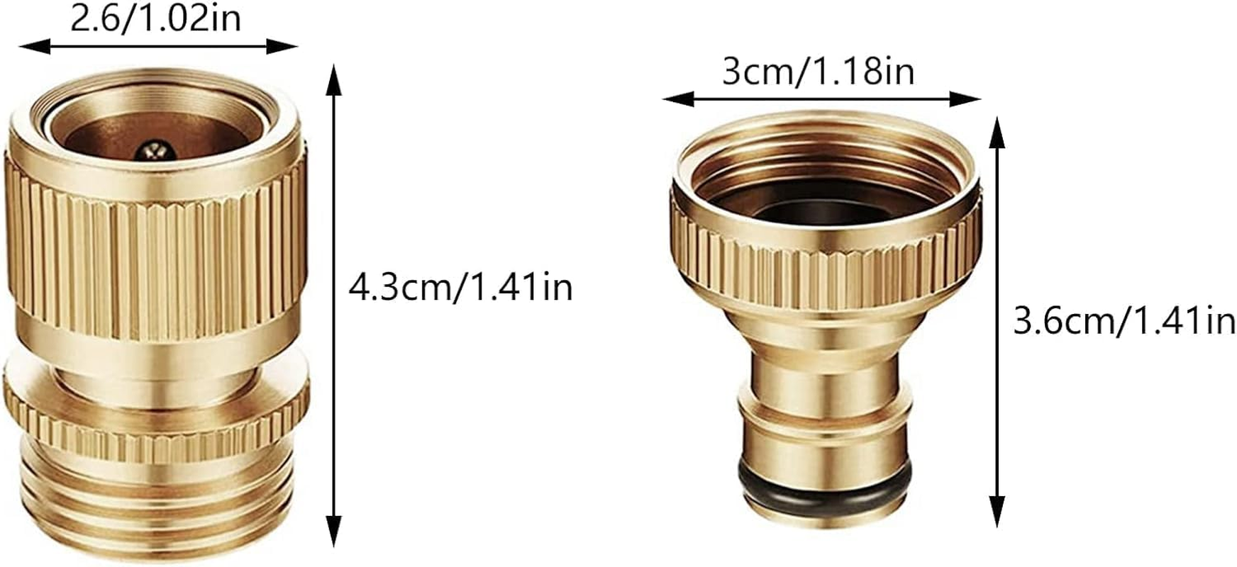 Garden Hose Quick Connect Solid Brass Quick Connector Garden Hose Fitting Water Hose Connectors 3/4 Inch GHT (2SETS) image number 4