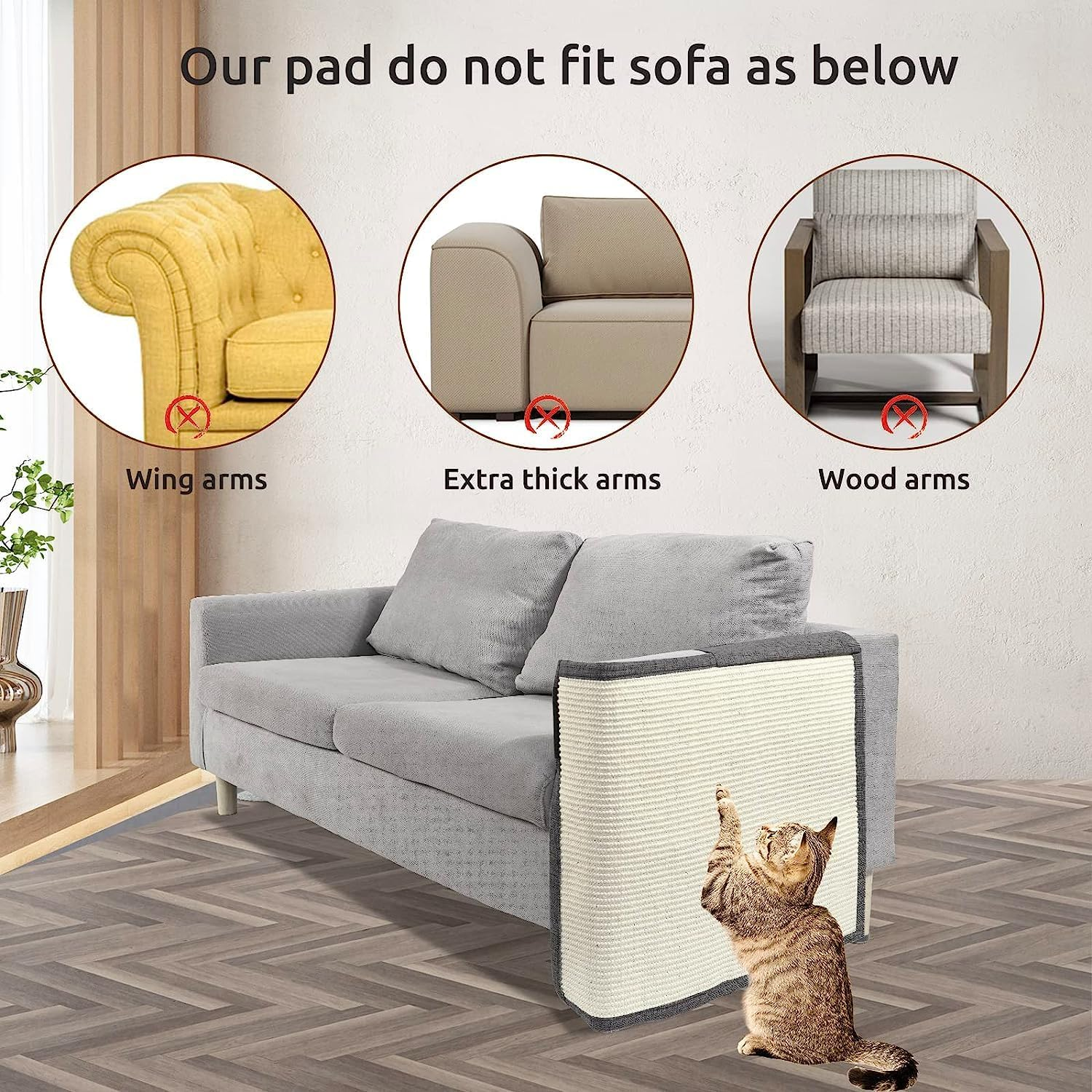 Cat Scratch Couch Protector,Furniture Protector from Cat Scratching with Natural Sisal for Protecting Sofa Couch (Left Hand) image number 6