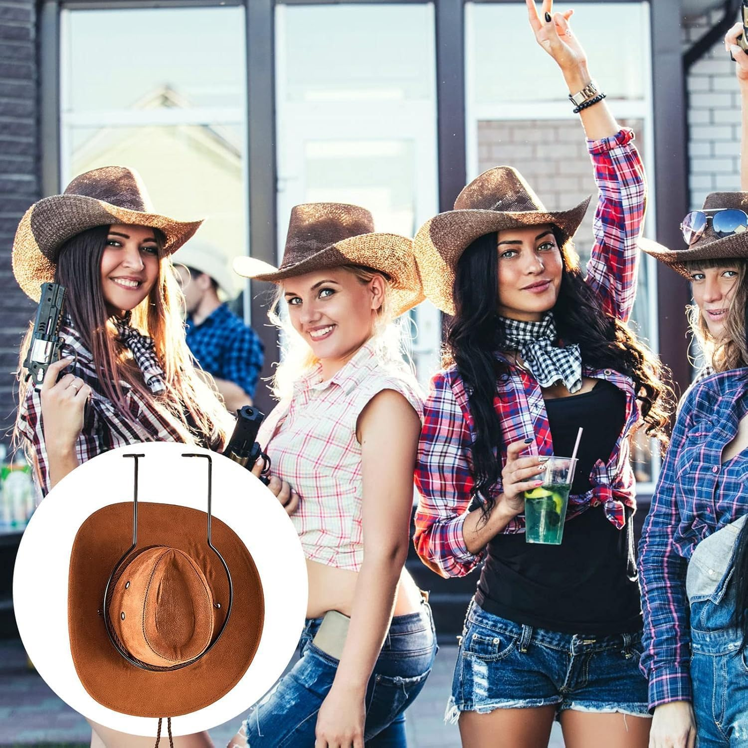 2 Pcs Car Hat Holder,Cowboy Hat Rack for Car Truck Rv,Metal Car Hat Hanger,Hard Hat Holder for Truck Seat Car Keep Hat Shape image number 6