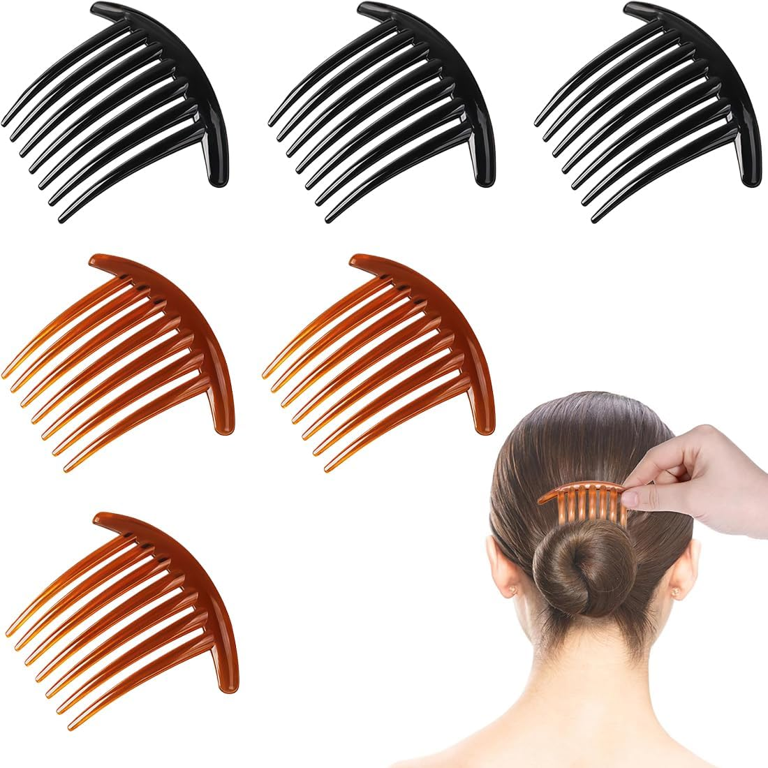 XYTAHDM Pack of 6 Hair Combs with 7 Teeth, Hair Comb for Cliping, French Hair Clip, Combs Side Combs, Acrylic Side Comb, Side Comb, Side Comb for Women image number 3