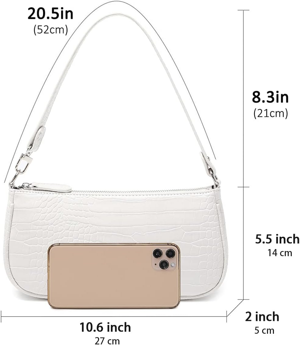 Shoulder Bags for Women Small White Purse Y2K Handbag Crocodile Pattern Clutch 90S Purses image number 5