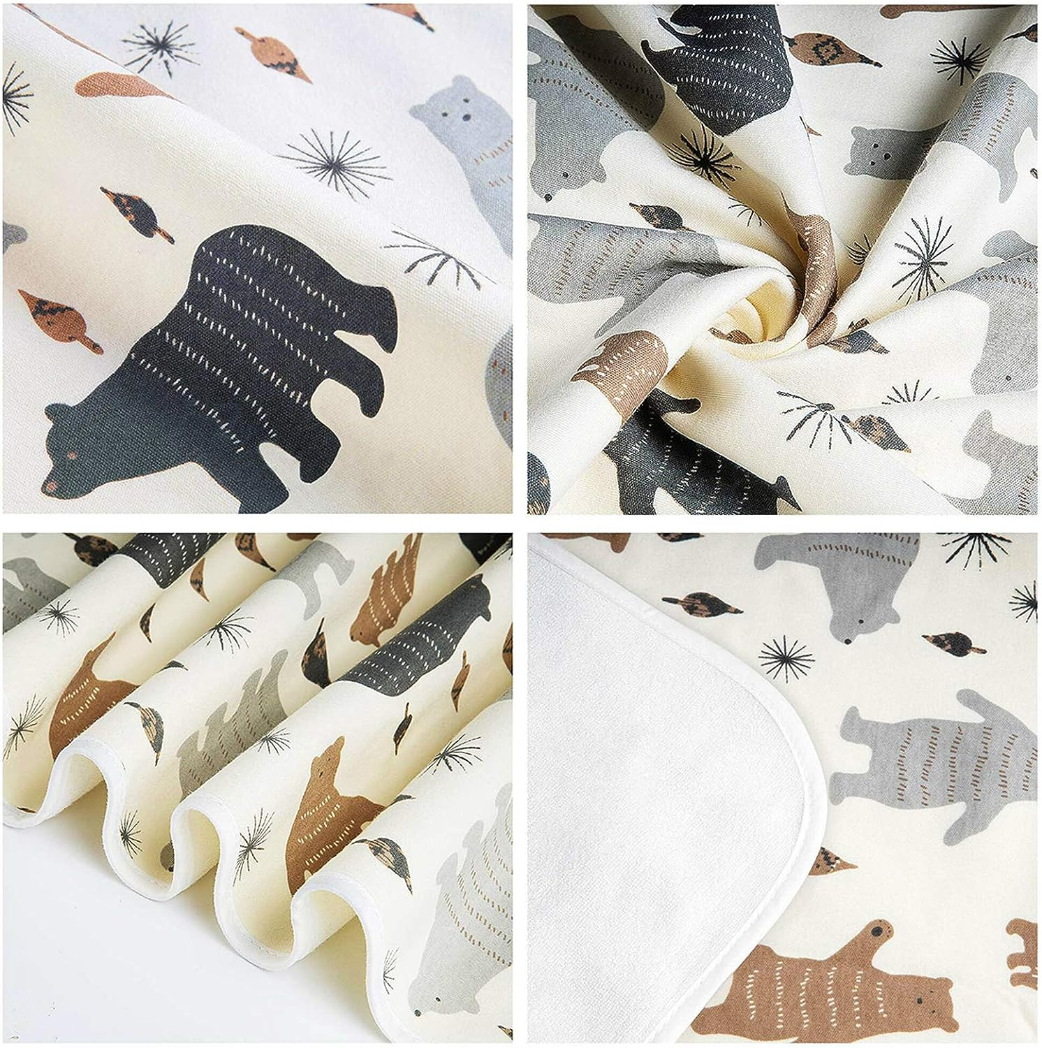 YIVEKO Baby Waterproof Bed Pad Washable Mattress Pad Reusable Underpads Bed Wetting Incontinence Cover for Baby Toddler Children and Adults - Forest Bear image number 6