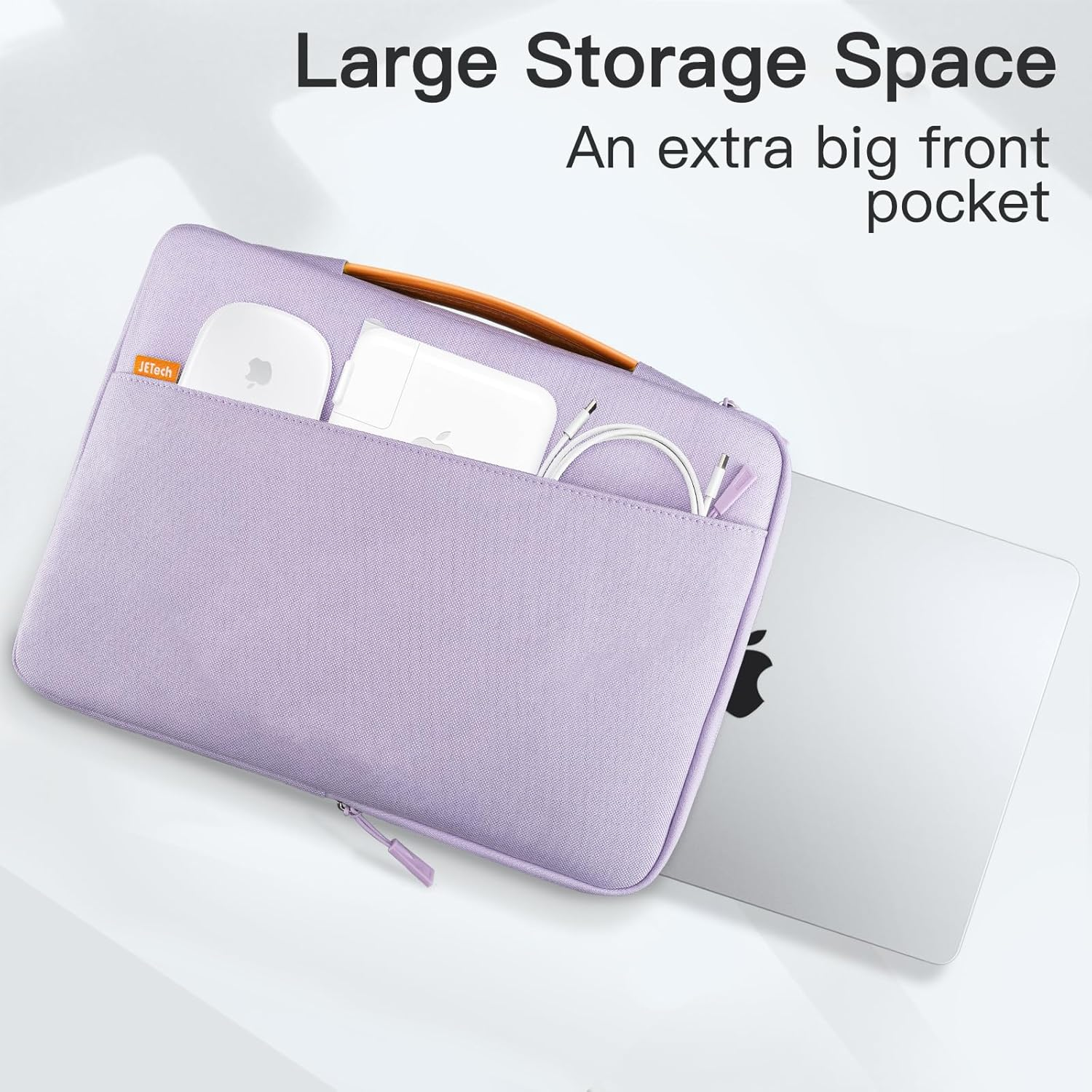 Jetech Laptop Sleeve for 14-Inch Macbook Pro (M5/M4/M3/M2/M1, 2021-2025), Waterproof Bag Case with Portable Handle and Pocket, Compatible with 14 Inch Notebook (Light Purple) image number 6