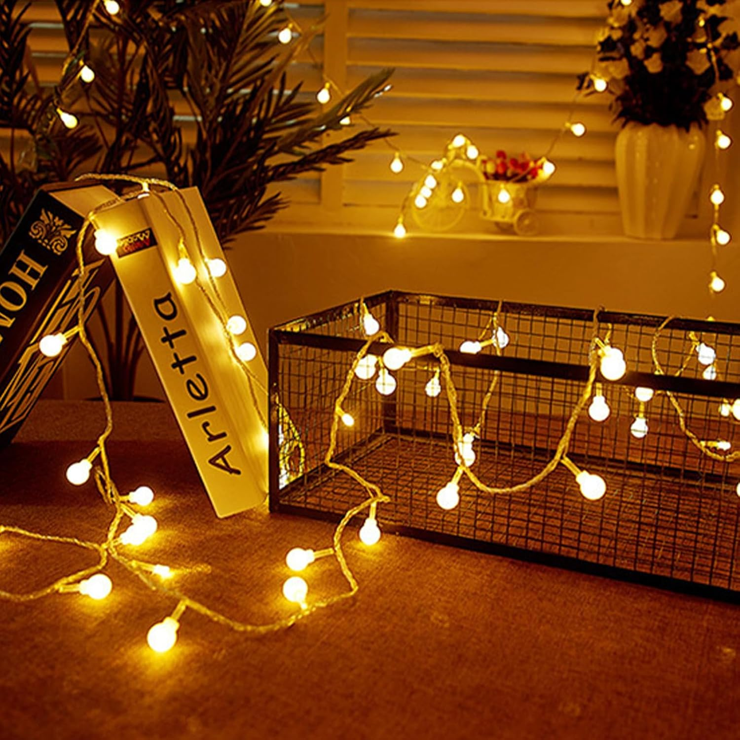 ENLACE LED Globe Fairy Lights, 10 M, 80 LED Fairy Lights, Balls, Warm White, USB Operated, Ball Fairy Lights for Wedding, Party, Christmas, Balcony Decoration, Camping, Indoor and Outdoor Use image number 3