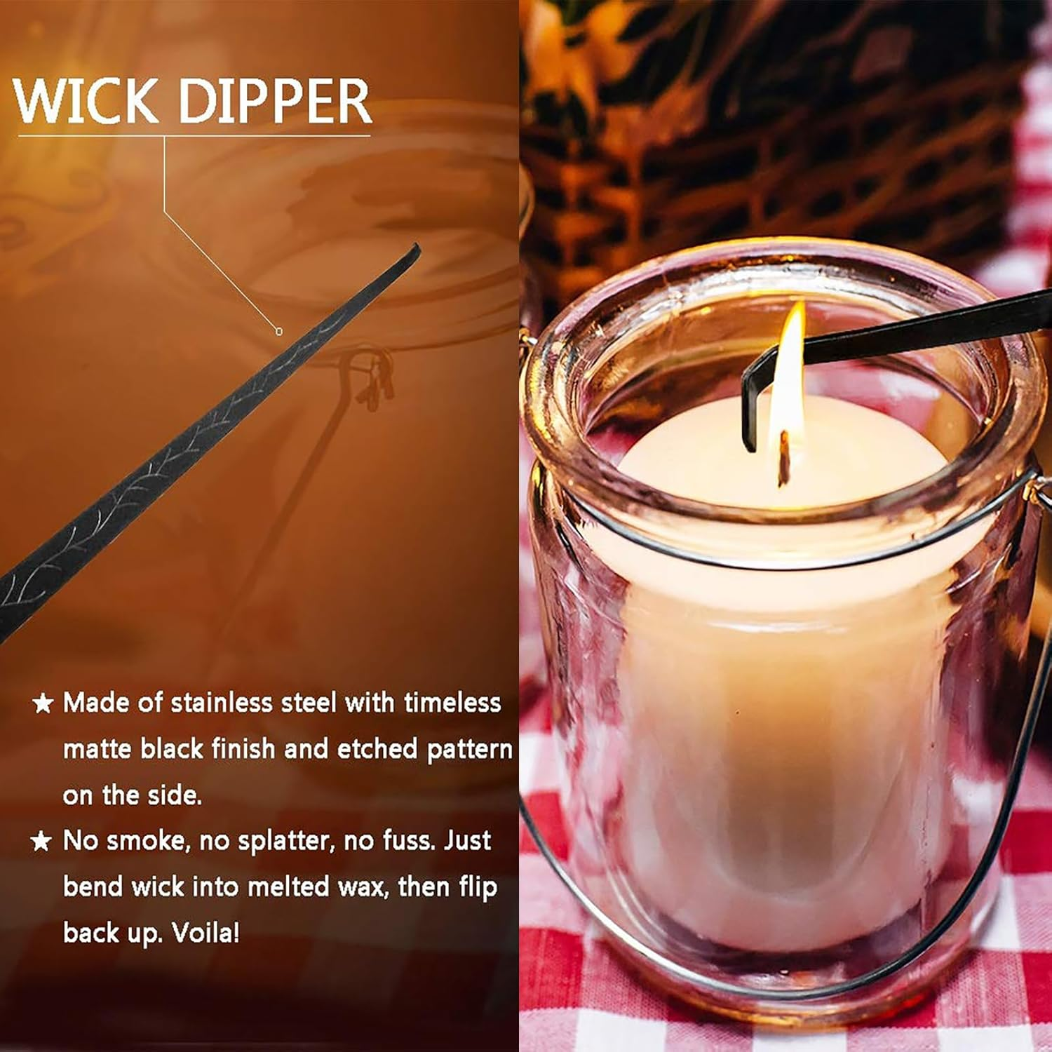 Emapoy Candle Wick Trimmer Set, Candle Accessory Set, Candle Cutter, Candle Snuffer, Candle Wick Dipper with Storage Bag, 3 in 1 Candle Tool Kit, Great for Scented Candles Lovers image number 3
