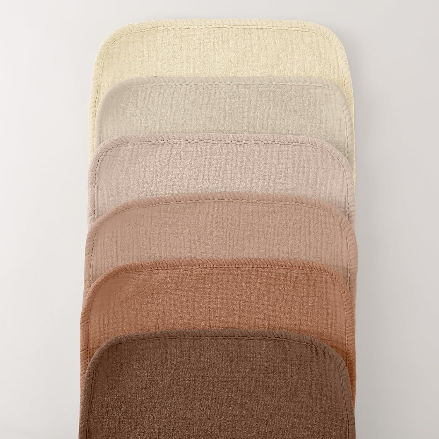 Bearmoss 100% Cotton Muslin Burp Cloths Sets 6 Pack 20X10Inch Large Burping Clothes Extra Soft Absorbent for Newborn Unisex Baby Girls and Boys (Brown)