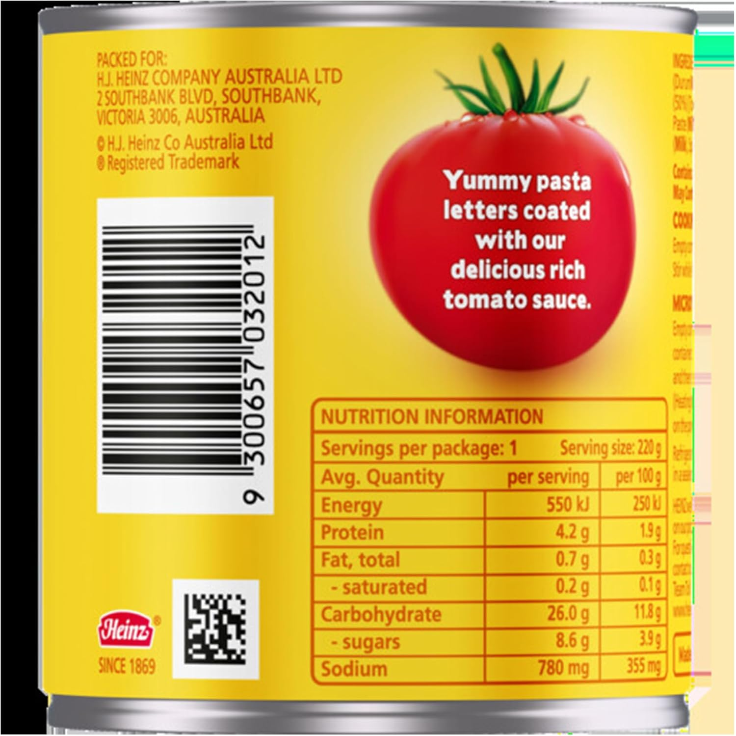 Heinz Alphaghetti Pasta Letters in Tomato Sauce, 220 G image number 1