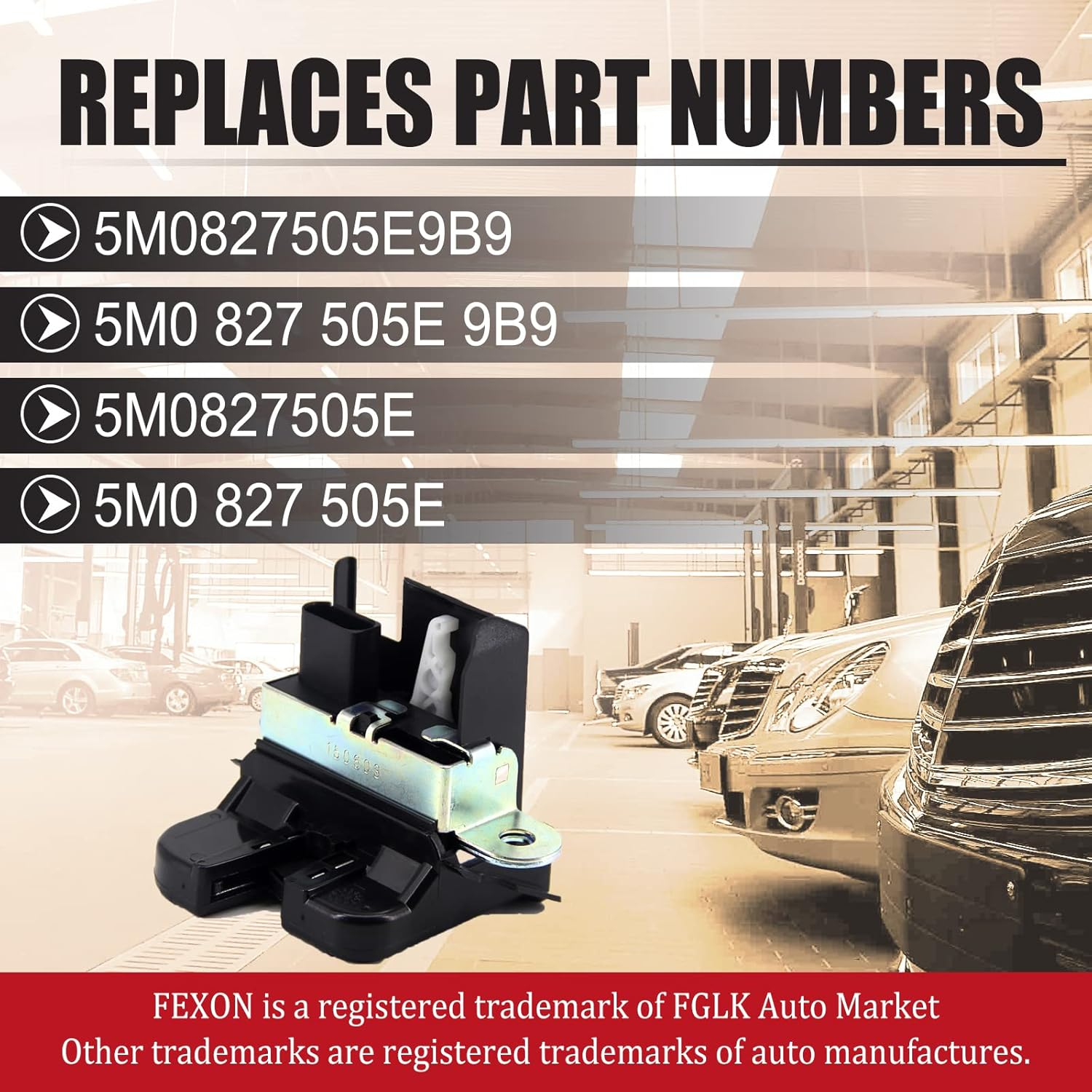 Trunk Latch Tailgate Lock Compatible with VW Jetta Sportwagen 2010-2014, VW Tiguan 2008-2017 Replaces 5M0827505E image number 2