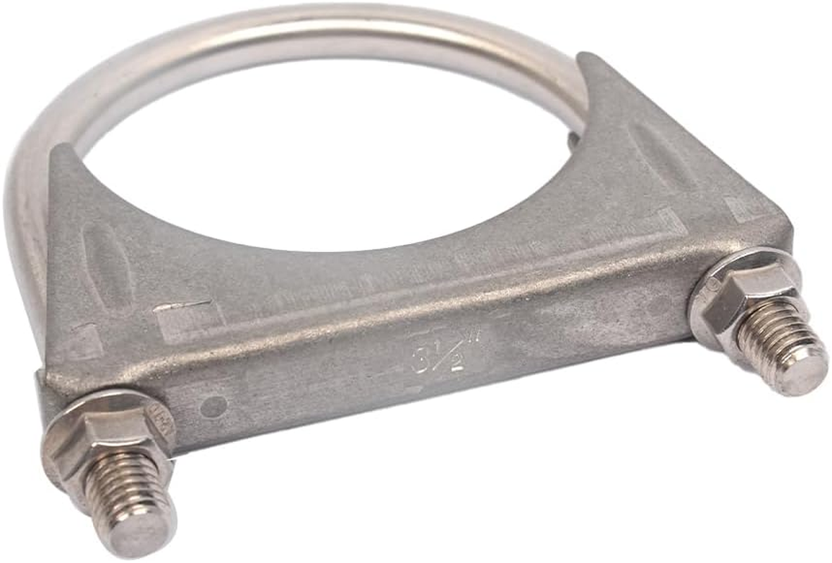 Universal Heavy Duty 3-1/2 Inch Stainless Exhaust Exhaust Clamp, 3.5&rdquo; Exhaust U-Bolt Clamps Saddle Design with Reinforced Ribs image number 3