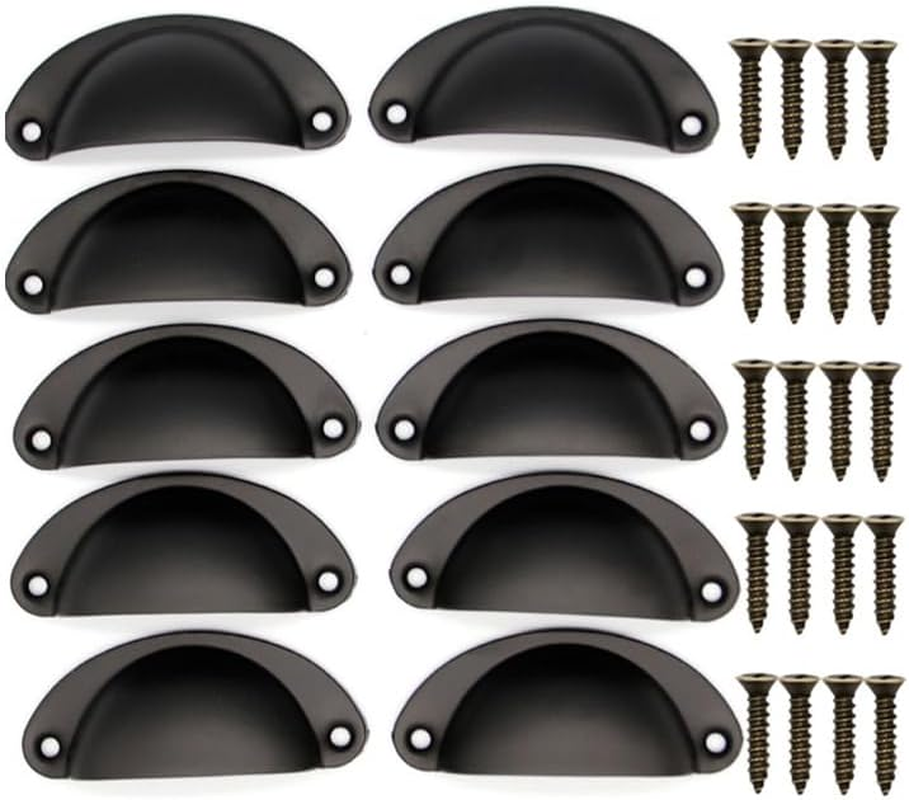 Set of 30 Modern Iron Drawer Pulls - Durable Cabinet Handle Knobs - Stylish Furniture Door Hardware for Kitchens, Bathrooms, and Living Rooms - Available in Black and Bronze