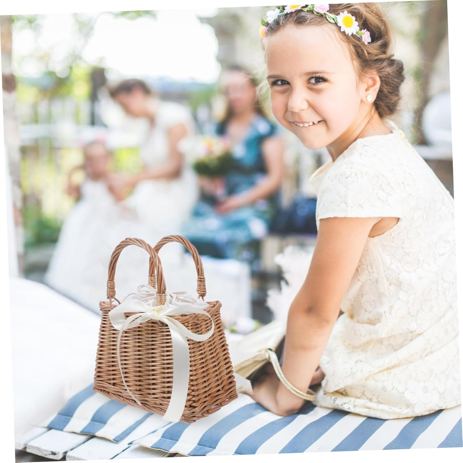 Kichvoe 1Pc Rattan Woven Decorative Flower Basket Small Storage Basket for Home Decor Delicate Woven Bag Lining for Flowers and Dried Arrangements image number 3