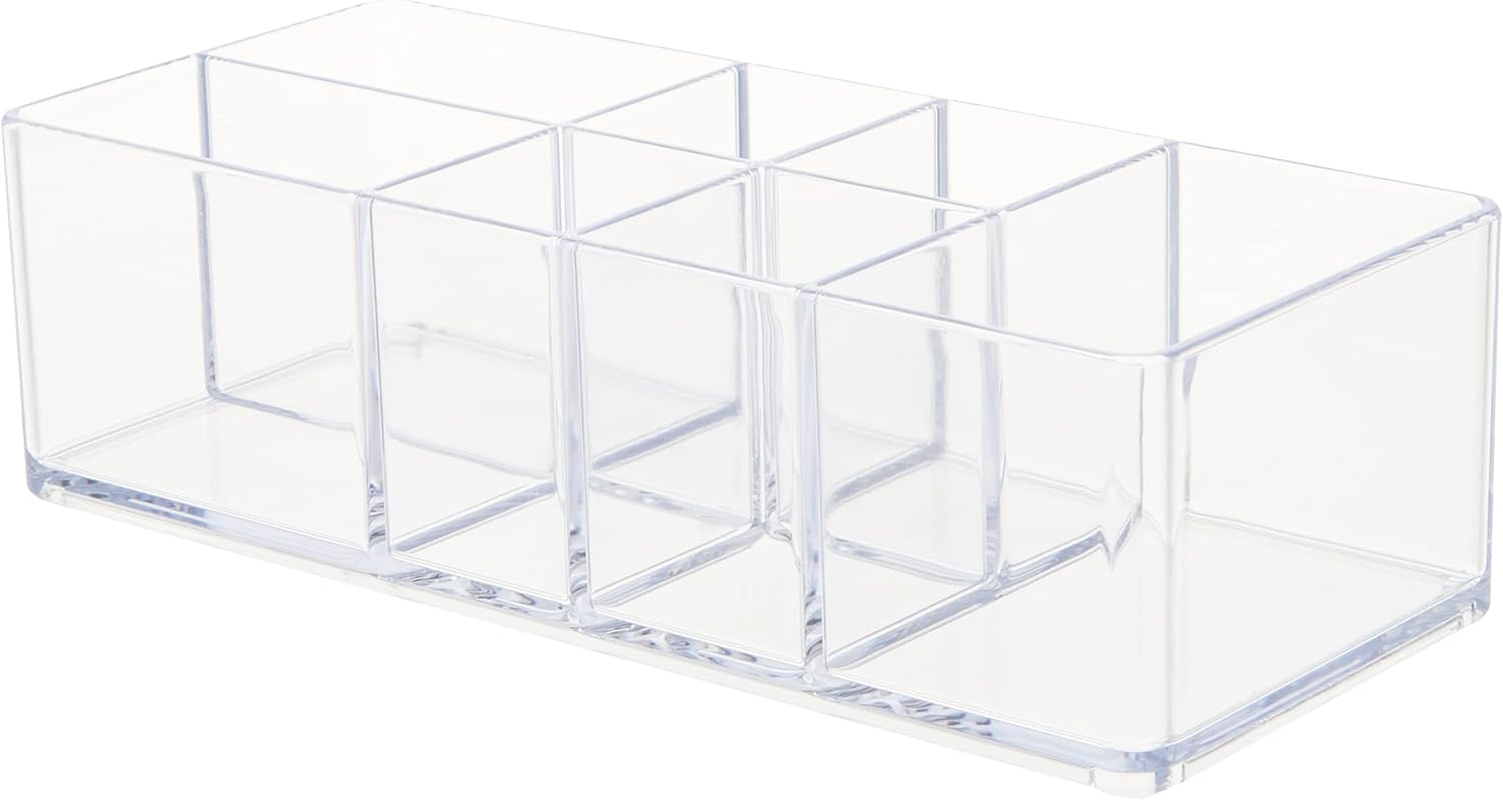 Idesign Divided Bathroom Vanity Organizer for Bathroom, Kitchen, Bedroom, Office, Set of 2, 7" X 3" X 5", Clear image number 1