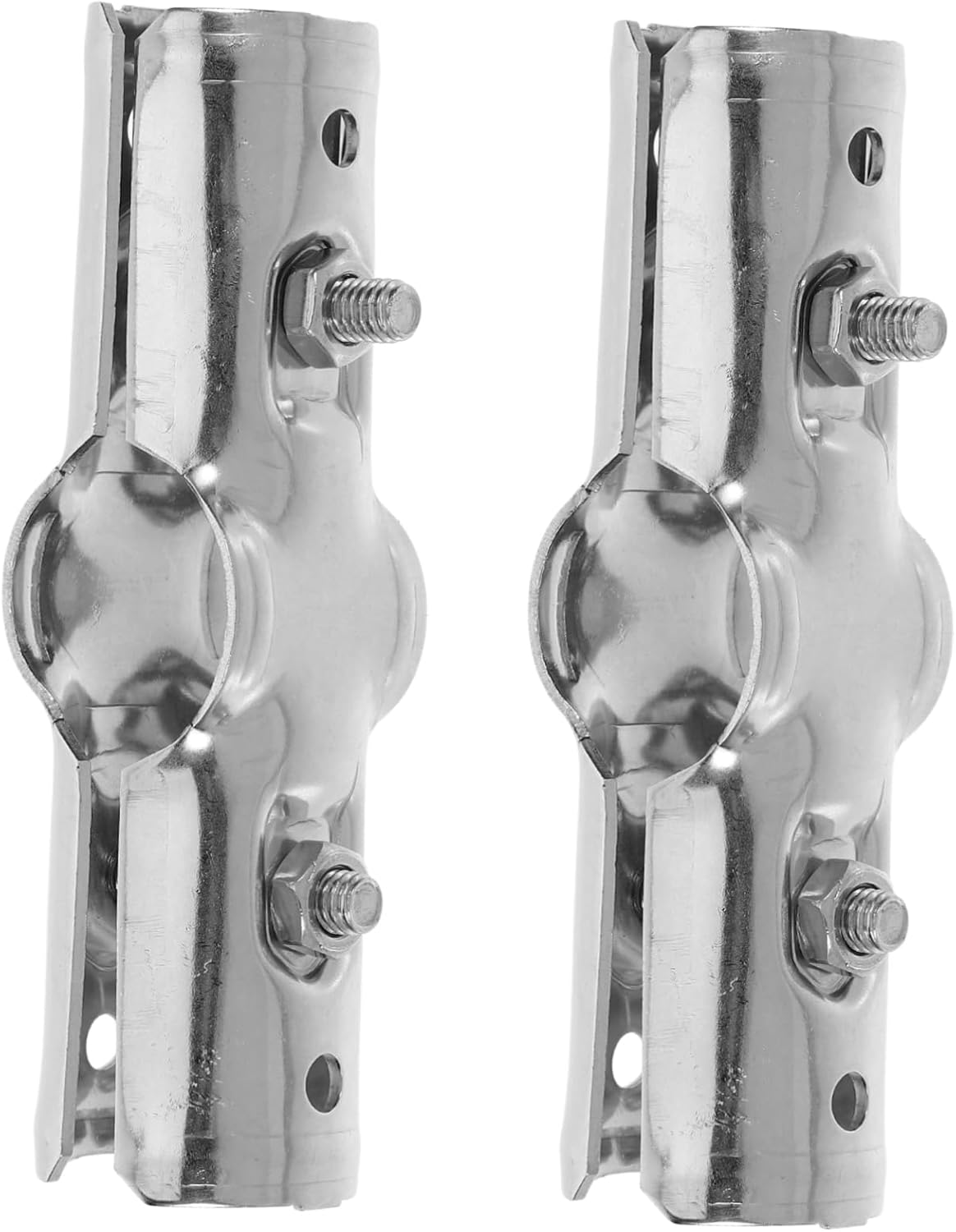 Outanaya 2Pcs Stainless Steel Pipe Connector Pipe Adapter Greenhouse Tube Clamp Zinc-Plated Repair Clamp for Greenhouse Supplies image number 5