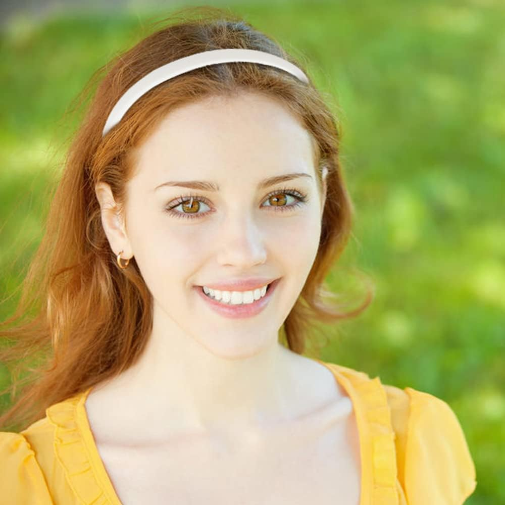 20 Pack White Plain Blank 1CM Slim Thin Hard Plastic Headband Hairband Elastic Hair Hoop Holder Clasp Tiara Crown Headpiece Crafting DIY Accessories for Women Girl image number 6