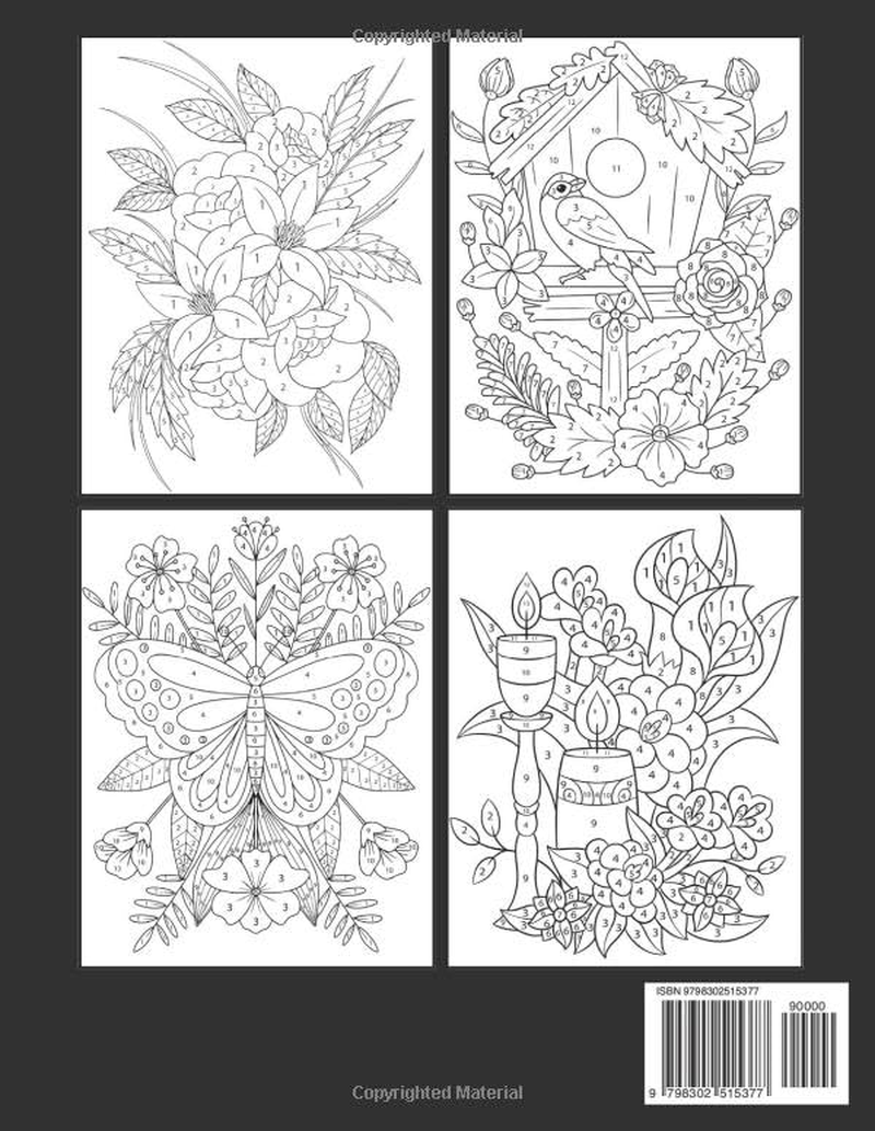 Color by Number 2025 New Adult Coloring Book: Large Print Color by Number Coloring Book Easy 100 Pages Color by Number Adult Coloring Book of ... ... Butterfly, Animals, Landscape and More. image number 1