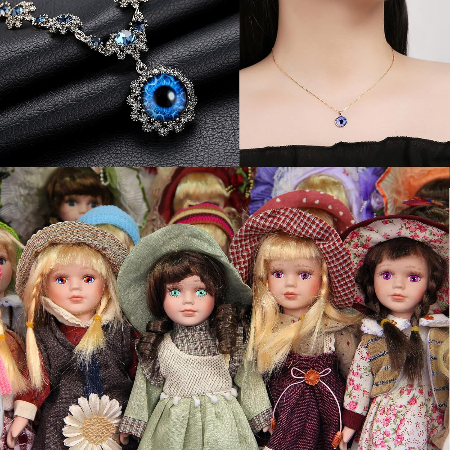 MWOOT Pack of 100 12 Mm Glass Eyes Glass Dragon Eye Kit, Dragon Eyes Glass Cabochon Eyes, 50 Style Animal Eyes Human Glass Doll Eyes for DIY Dolls Scrapbooking Jewellery Creations Halloween Craft Accessories image number 5