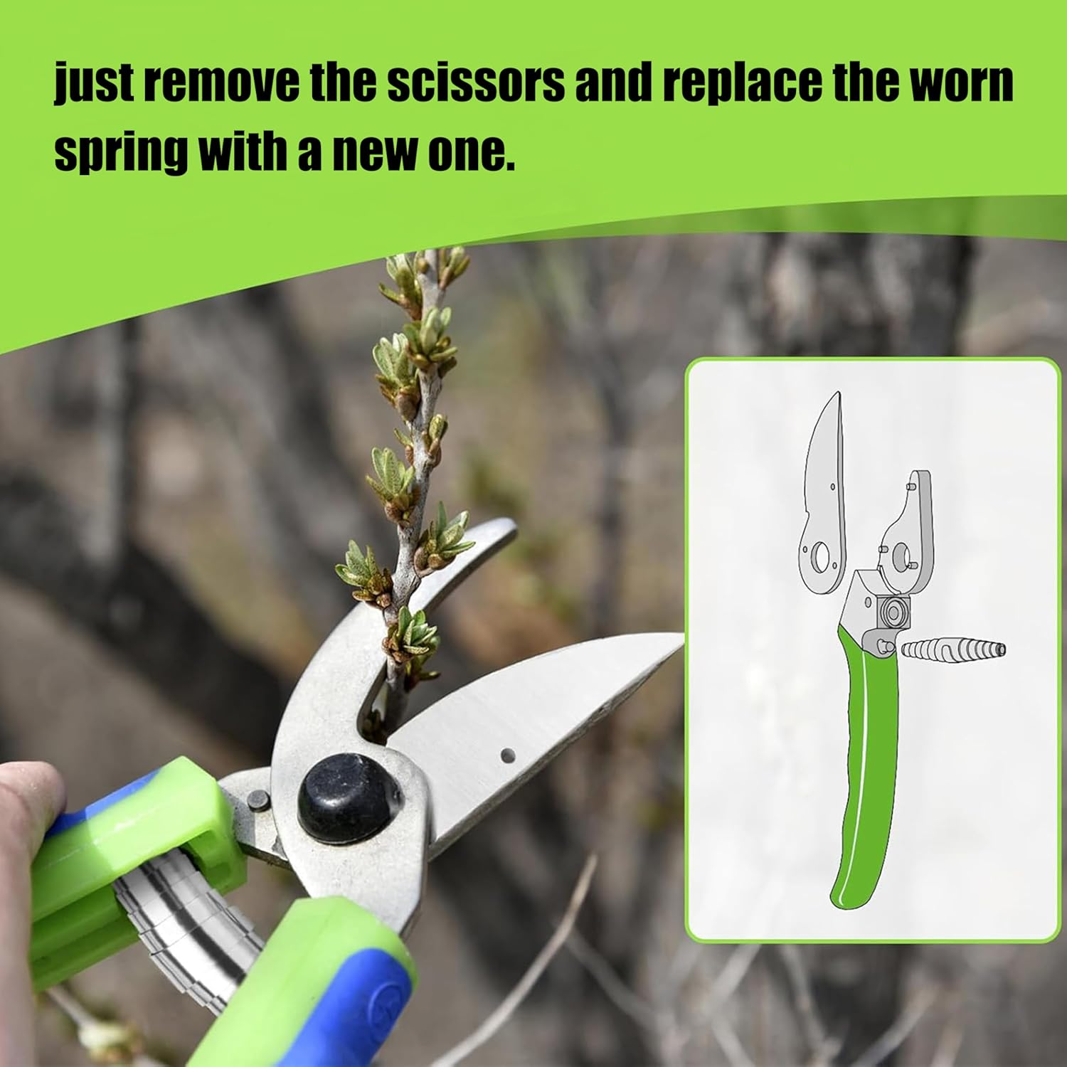 2 Pack Pruner Replacement Springs&ndash;Stainless Steel 5.8Cm Trimming Scissors Spring for Garden Shears,Bypass Pruners image number 3