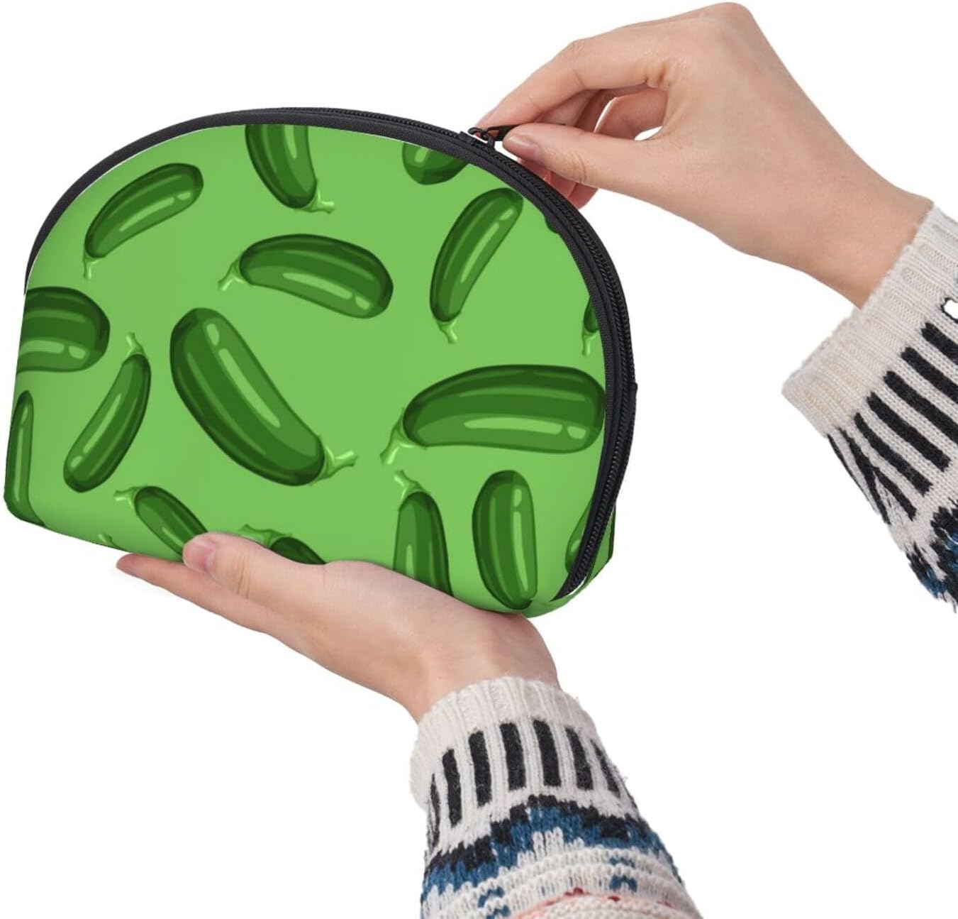 Cozimangoe Coin Pouch Makeup Bags Set, 2 Piece Shell Shape Cosmetic Bag with Pockets for Daily Travel Handbag Lipstick Keys Toiletry, Personalized Green Ripe Zucchini image number 6