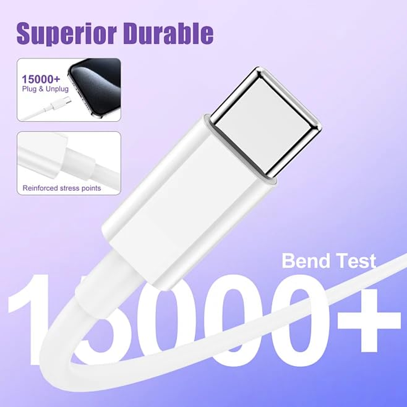 USB C to USB C Charging Cable, 3-Pack [1.2M 60W] Type C to Type C Fast Charger Cord for Iphone 16/15 Pro Max, C to C Cable Fast Charging Power Cord for Macbook Air 13 Inch/Ipad Pro/Air/10Th/4/5 image number 5