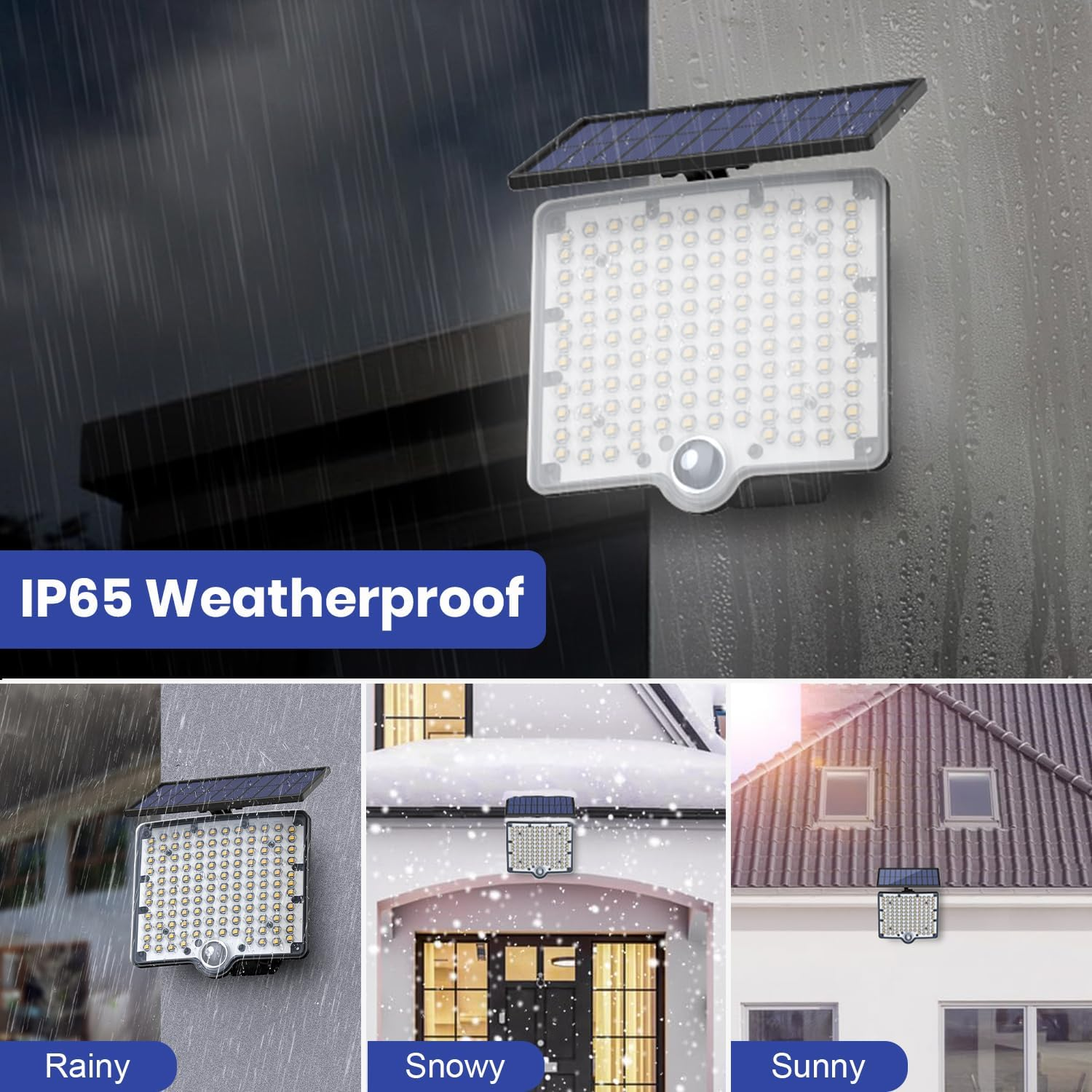 Solar Motion Sensor Lights Outdoor, 3 Modes LED Solar Flood Lights,Large Separate Solar Panel with 16.4Ft Cable, IP65 Waterproof Solar Security Lights for outside (1PACK) image number 5