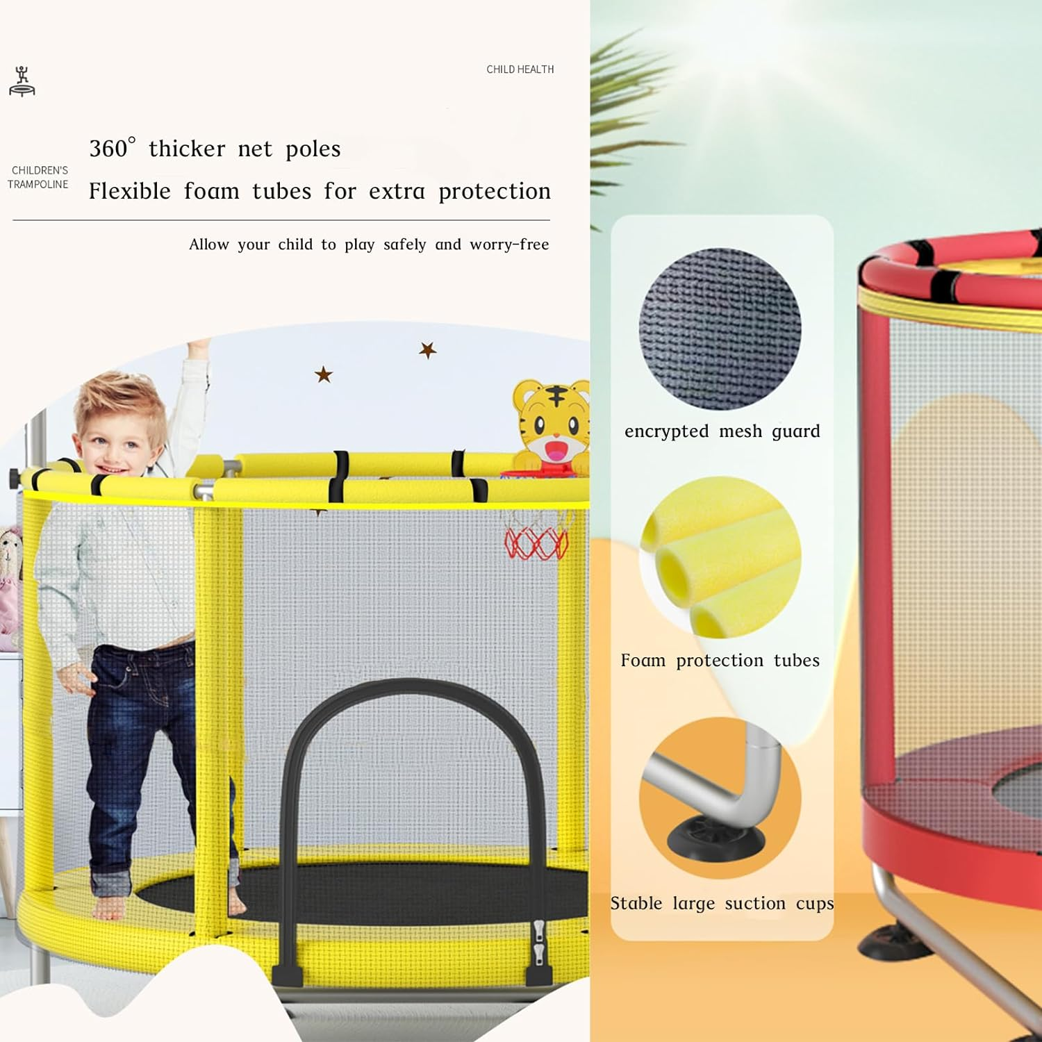 Xcjump Small Trampoline, 55 FT Kids Trampolines for Toddlers Indoor, Toddler, Children'S Trampoline with Net Birthday Gifts for Boy Girl (Blue) image number 4