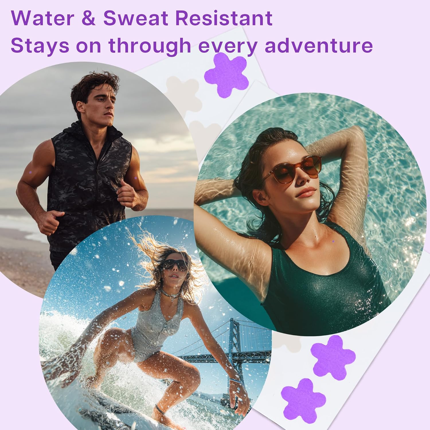 36PCS UV Detector Temporary Tattoos - Color Changing Sunscreen Reminder, Purple UV Stickers Waterproof, Skin-Friendly, Ideal for Beach, Hiking, Camping & Outdoor Sun Protection image number 6