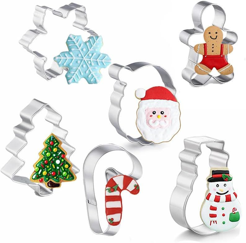 6 PCS Cookie Cutter, Christmas Cookie Cutters Set, Stainless Steel Cartoon Biscuits Mold,Cookie Cutters Set, Gingerbread Man, Christmas Tree, Star, Snowflake, Angel image number 6