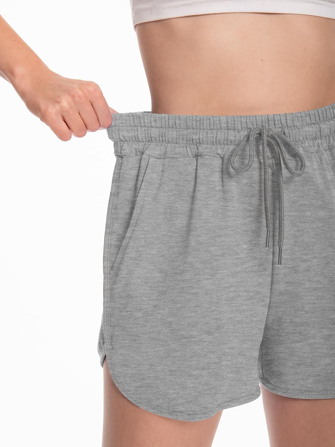 Rolcoassuns 2 Pack Womens Running Shorts Jogger Casual Cotton Sweat Shorts Comfy Lounge Bermuda Hiking Sports Athletic Tracksuit Bottoms with Pockets image number 3