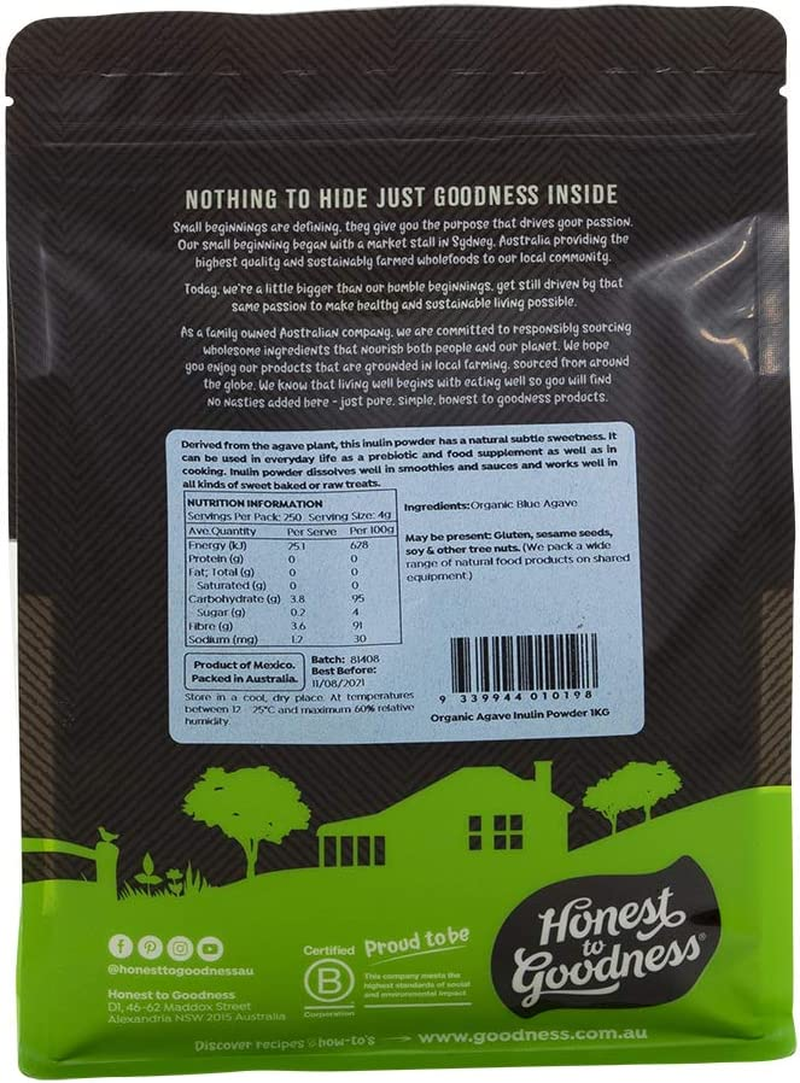 Honest to Goodness Organic Agave Inulin Powder, 1 Kg image number 3