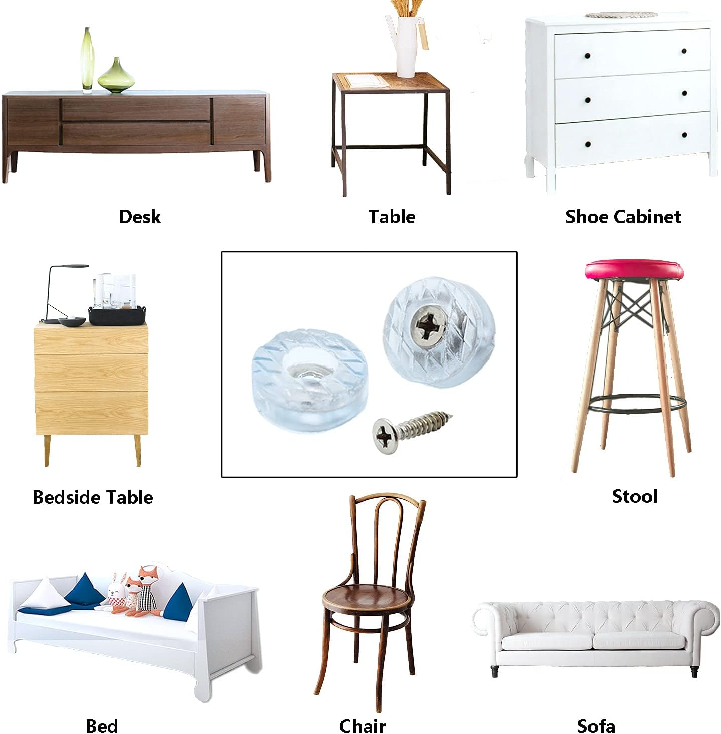 20PCS Screw on Furniture Pads,Ttzeze Heavy Duty round Furniture Sliders for Wooden Chair Legs and Feet,Best Floor Gliders to Protect Hardwood Floors,Table/Chair/Cabinet/Sofa Rubber Glides with Screws image number 5