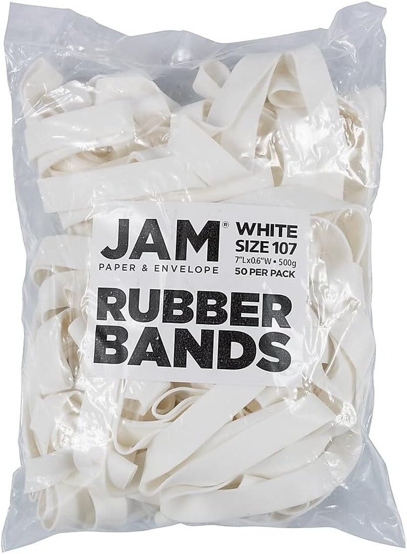 JAM PAPER Durable Rubber Bands - Size 64 - White Multi-Purpose Rubberbands - 100/Pack image number 6