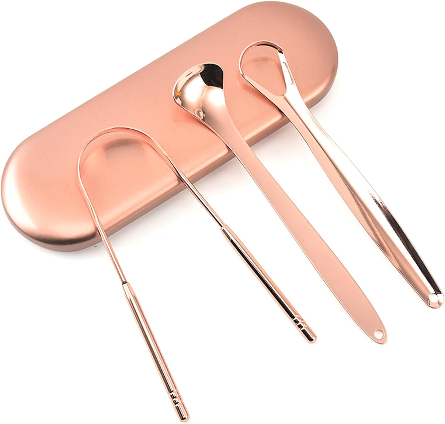 Tongue Scraper, 3 Pcs Stainless Steel Tongue Cleaner, Tongue Scraper Tools for Adults Kids Healthy Oral Carescrapers Fresher Breath in Seconds (Rose Gold) image number 5