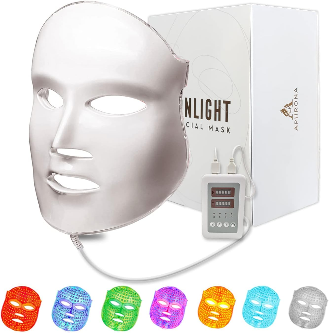 Aphrona FDA Cleared LED Facial Skin Care Mask MOONLIGHT PRO 7 Color Treatment Photon Mask (White) image number 6