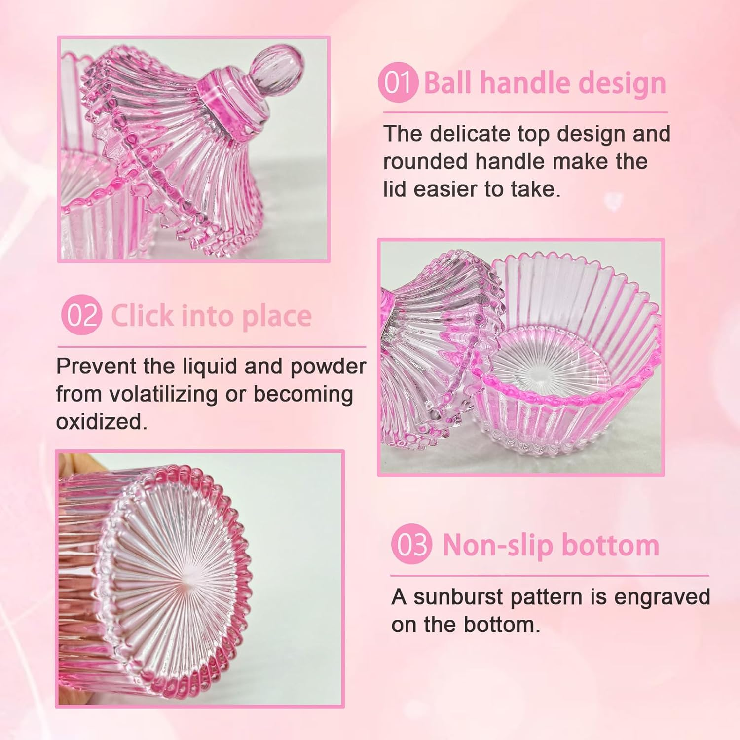 Monomer Dish Dappen Dish for Monomer Large Nail Cup for Nail Monomer Liquid Glass Nail Brushes Cup for Acrylic Liquid Powder Nail Glitter Gel Polish Remover Holder for Nail Salon Nail Art Business image number 3