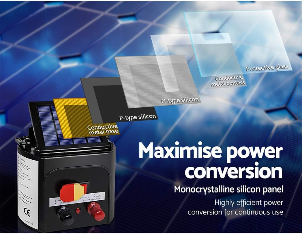 Giantz Fence Energiser 8KM Solar Powered Electric 1200M Poly Tape Fencing Kit