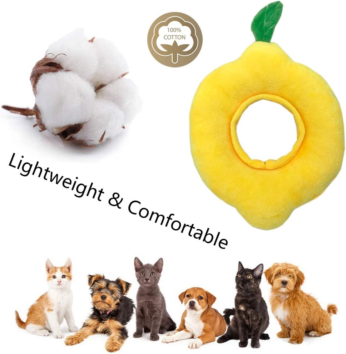 Pet Soft Lemon Adjustable Recovery Collar - Cat & Kitten Elizabethan Collar for after Surgery & Wound Healing image number 1