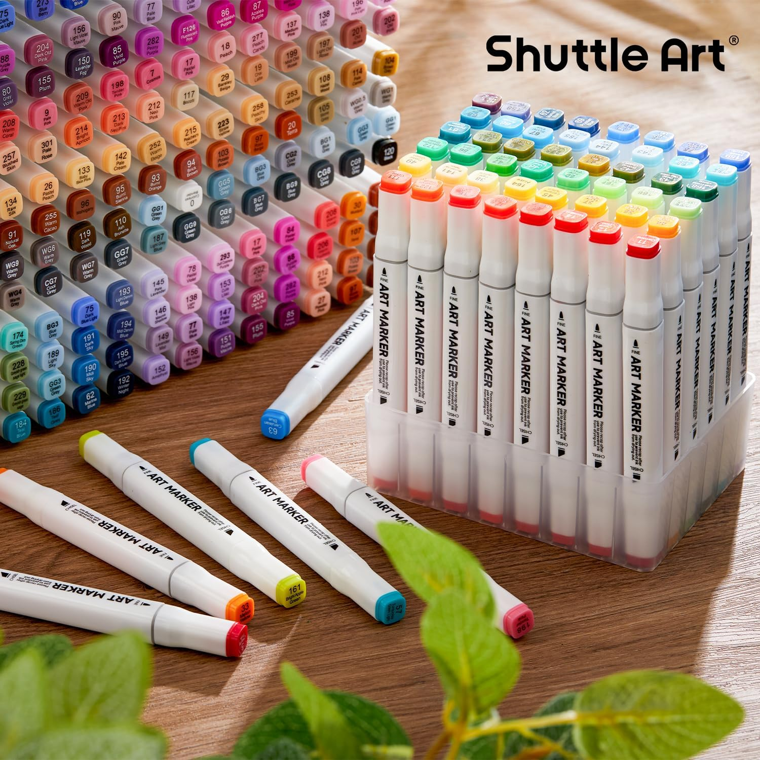Shuttle Art 205 Colours Alcohol Art Markers, 204 Colours Dual Tip Art Pens plus 1 Blender 1 Marker Pad 1 Case and Colour Chart for Kids Adult Artist Drawing Colouring Books Sketching Card Making image number 4