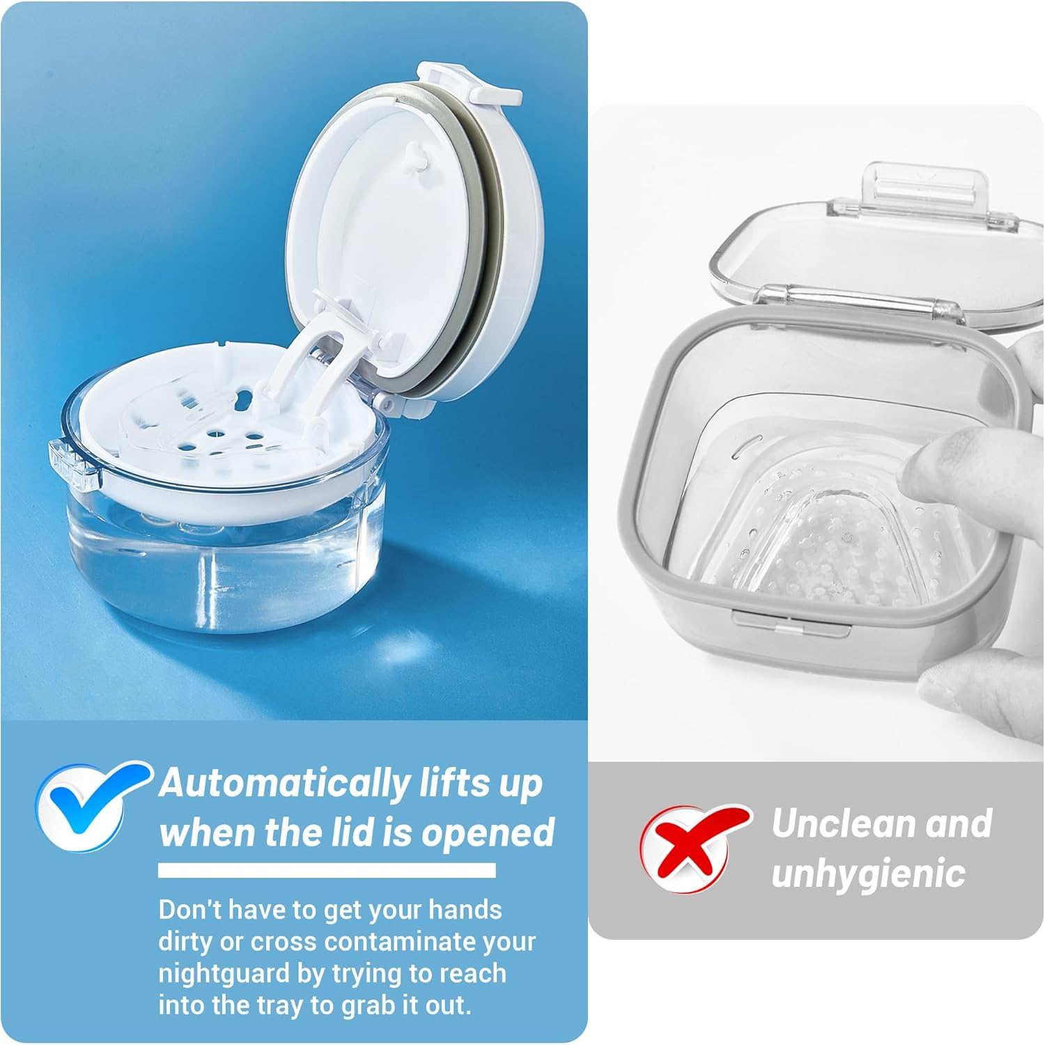 1 Pcs Automatic Rising Denture Bath Box Cup Complete Clean Care for Dentures Braces Cleaner Cup image number 5