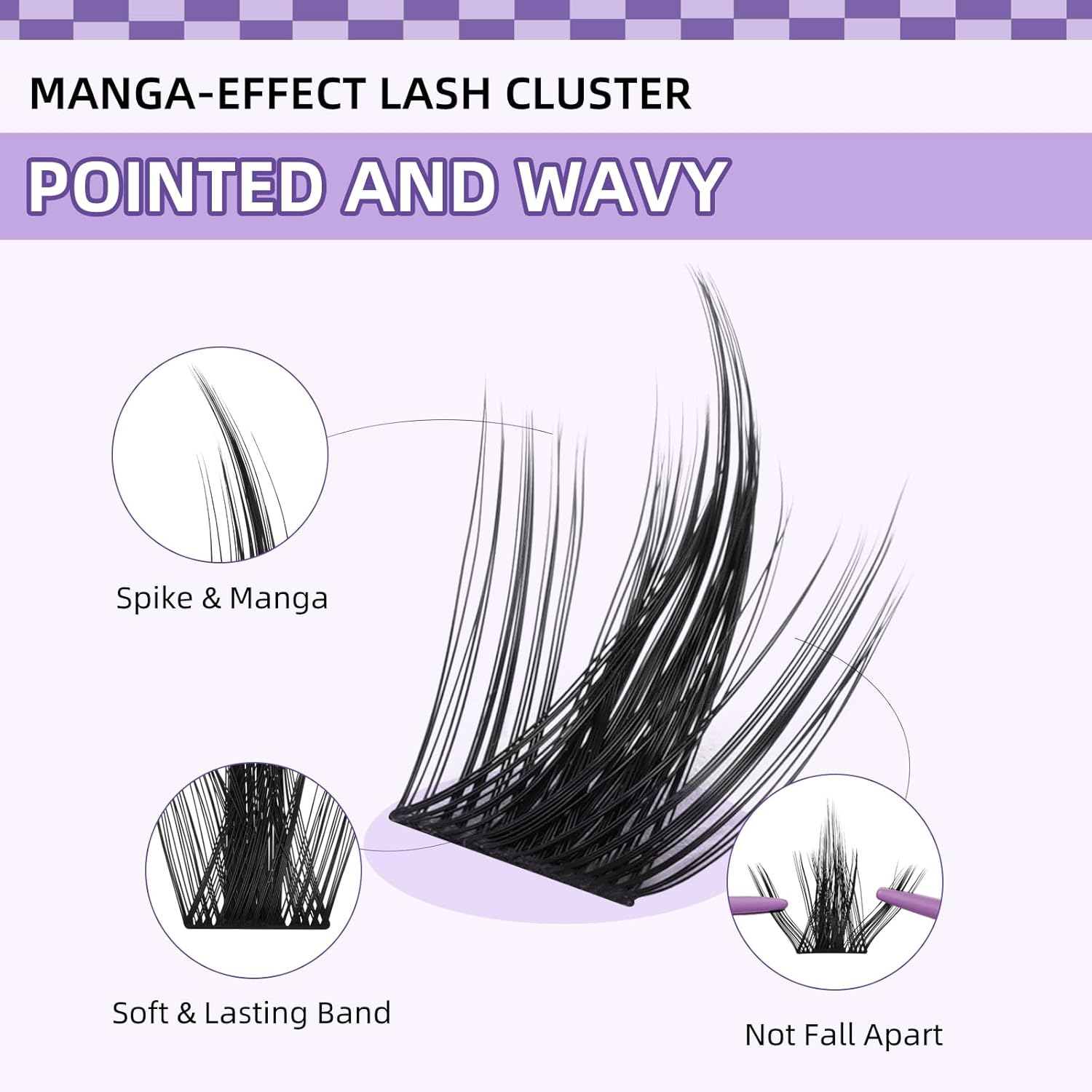 B&Q Manga Lash Clusters Kit Spiky Eyelash Clusters 8-18Mm Mixed 120Pcs Lash Extension Kit Thick Curly Feature Anime Cosplay Individual Eyelash with Thin Band Cosplay Diy at Home(Set-Anime 01)