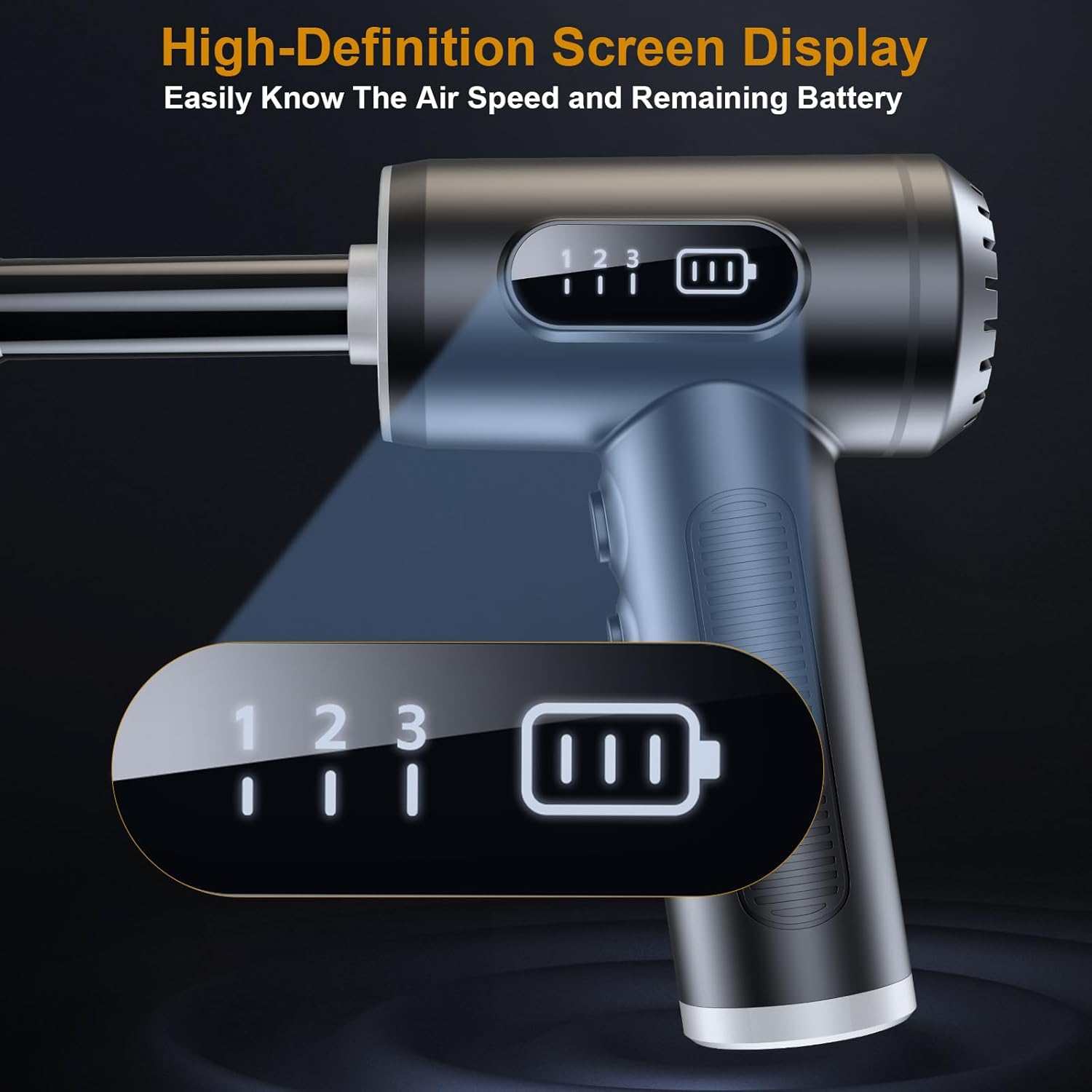 Lecoirrax Compressed Air Duster, 3 Gear Adjustable 130000RPM Electric Air Duster with LED Light, Rechargeable Cordless Air Blower for Keyboard Car Computer Office Cleaning, Replace Compressed Air Can image number 6