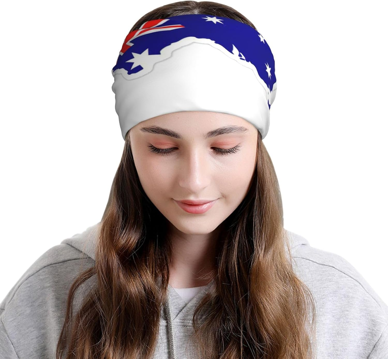 Edwal Australian Flag Map Print Slouchy Beanie Hat, Multifunction Beanie Hat Lightweight Beanie Sleep Hats for Women Men image number 4