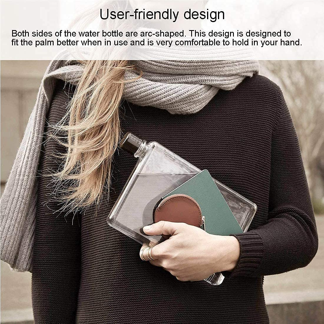 Tyenaza Flat Water Bottle, Slim Water Bottle for Purse, Leak Proof Slim Handbag Poket Drinking Bottle for Outdoor Sports Fitness Camping Hiking Cycling 750Ml image number 4