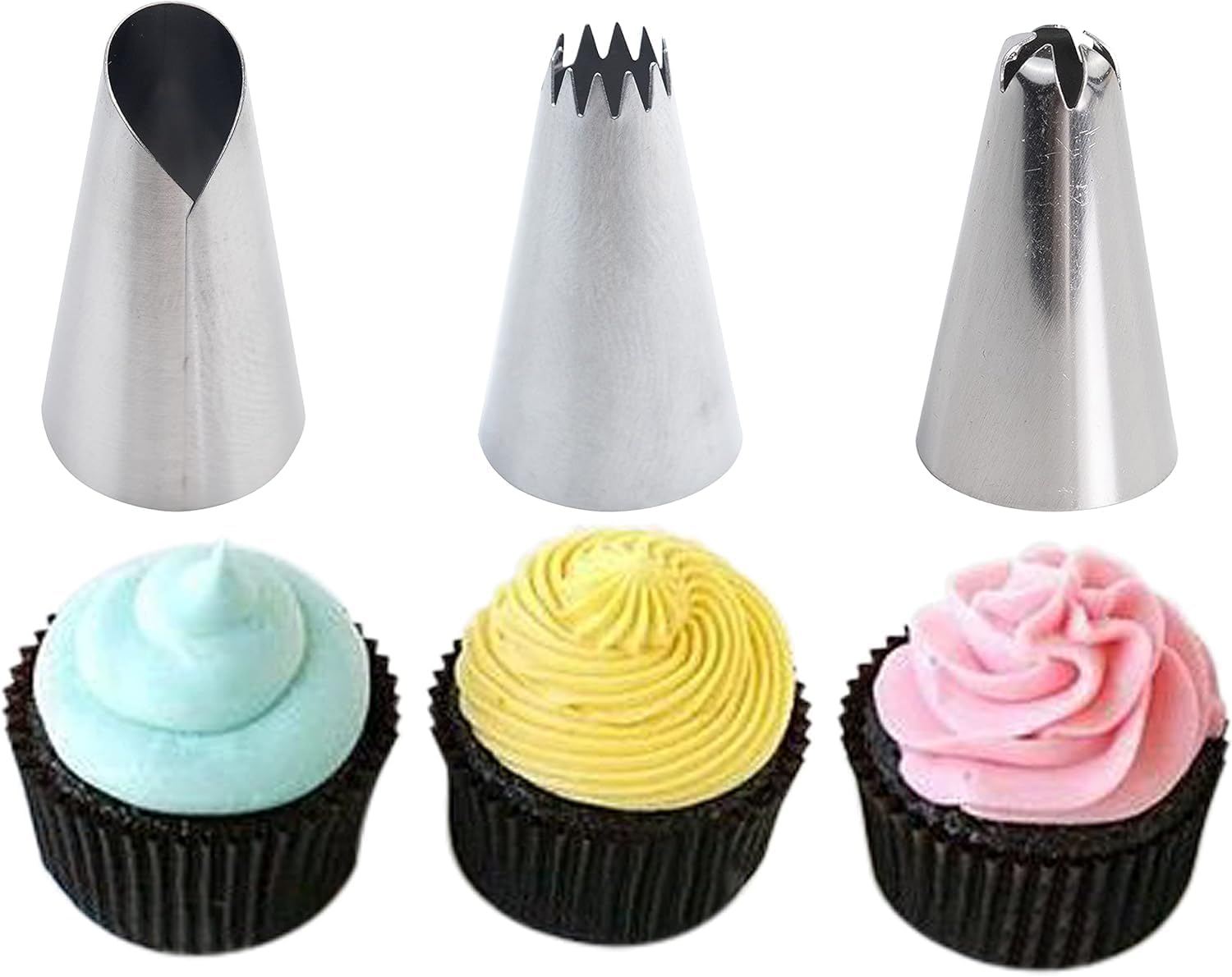 Silicone Piping Bags, 6 Pcs Stainless Steel Nozzles Set with Coupler, 30Cmx17Cm-1 Reusable Icing Piping Bag with Cleaning Brush for Decorating Cakes, Pastries & Cupcakes (Pack of 10) image number 1