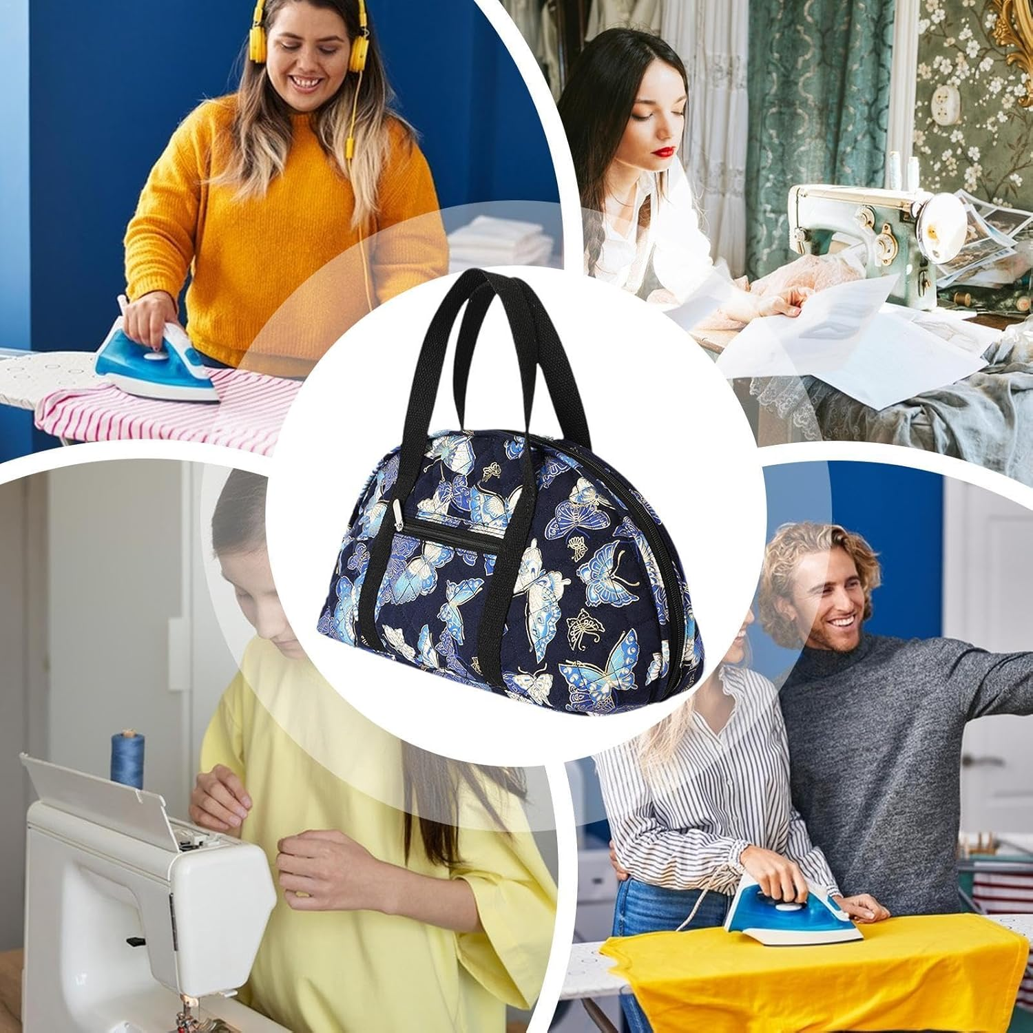 Iron Storage Bag, Multiple Pockets Small Iron Bag Iron Case Bag, Sewing Iron Bag Versatile Travel Steamer Bag for Irons Needles Threads image number 5