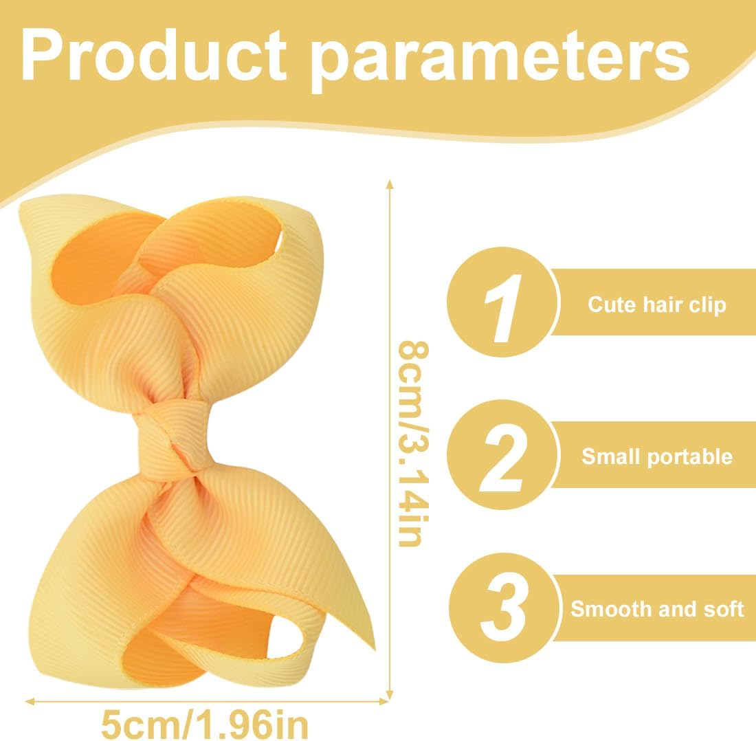 YOCDNOV Pack of 6 Bow Hair Clips - Ponytail Clips 3 Inches, Duckbill Hair Bow for Teenage Girls Hair Accessories (Small Blue + Dark Green + Orange)